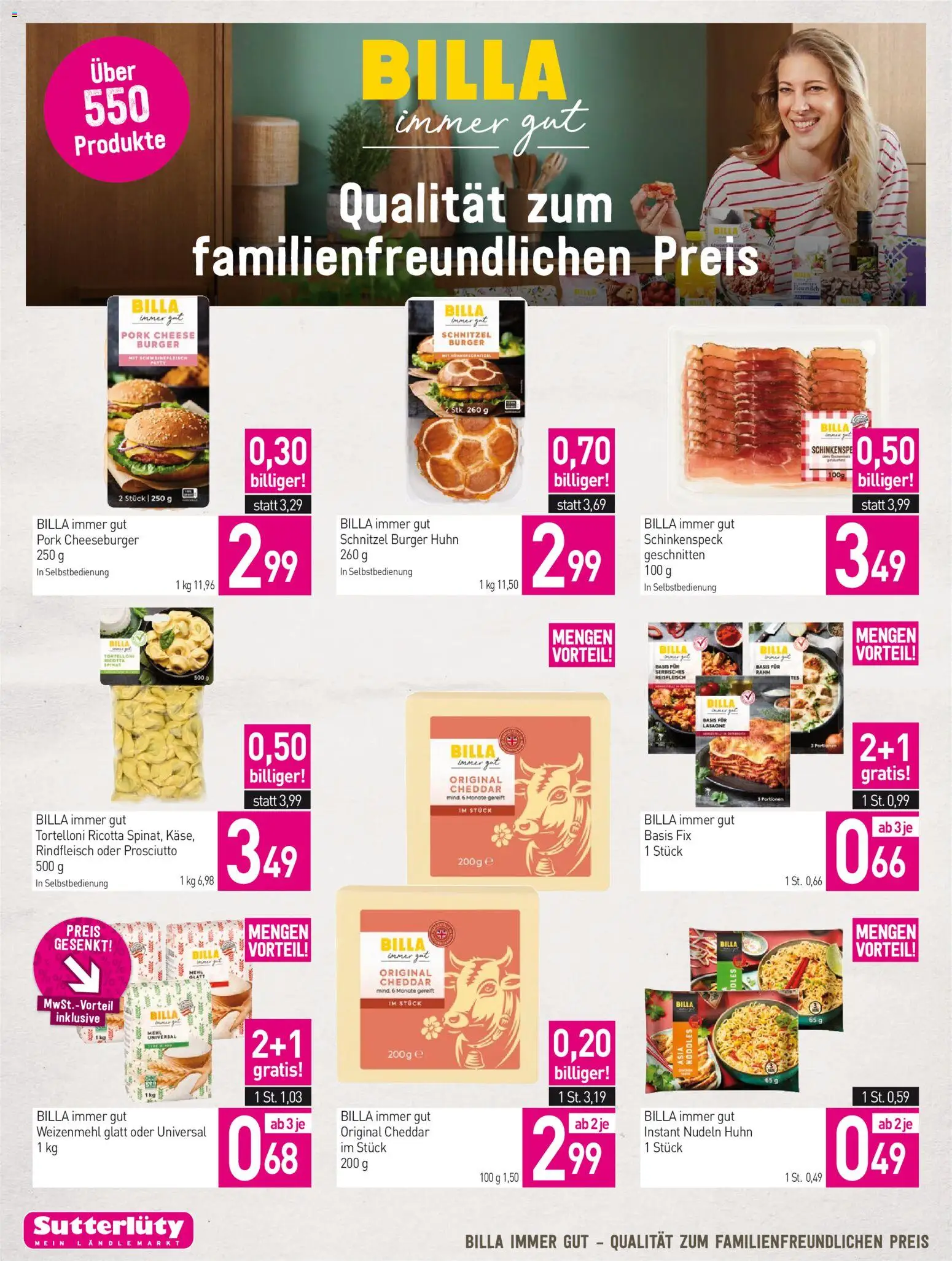 Sutterlüty Flugblatt gültig ab 09.07.2026 | Seite: 6 | Produkte: Schweinefleisch, Nudeln, Rindfleisch