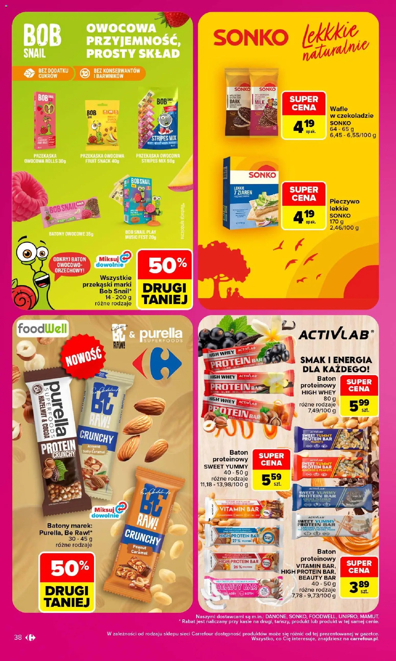 Carrefour gazetka od 28.09.2026 | Strona: 38 | Produkty: High Protein, Przekąski, Bób, Baton