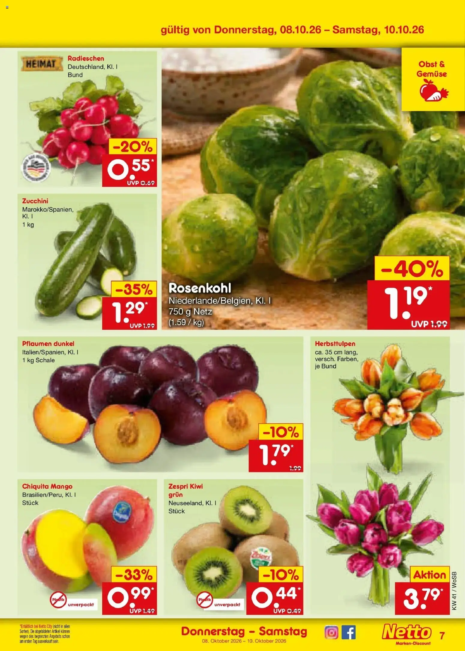 Netto Marken-Discount Prospekt Ludwigshafen-Edigheim (ab 05.10.2026) » Angebote | Seite: 49 | Produkte: Pflaumen, Gemüse, Obst, Mango