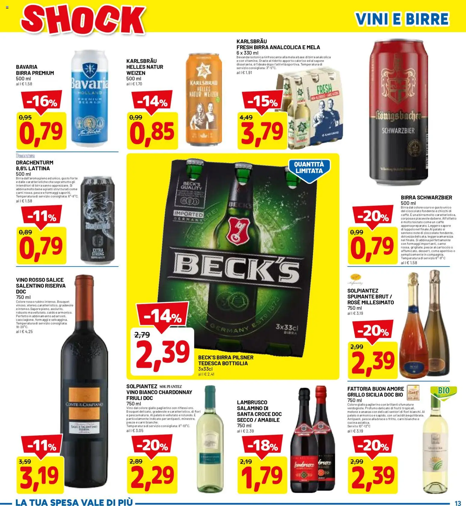 Volantino D Più del 30.04.2026 | Pagina: 13 | Prodotti: Birra, Melone, Vino bianco, Aperitivo
