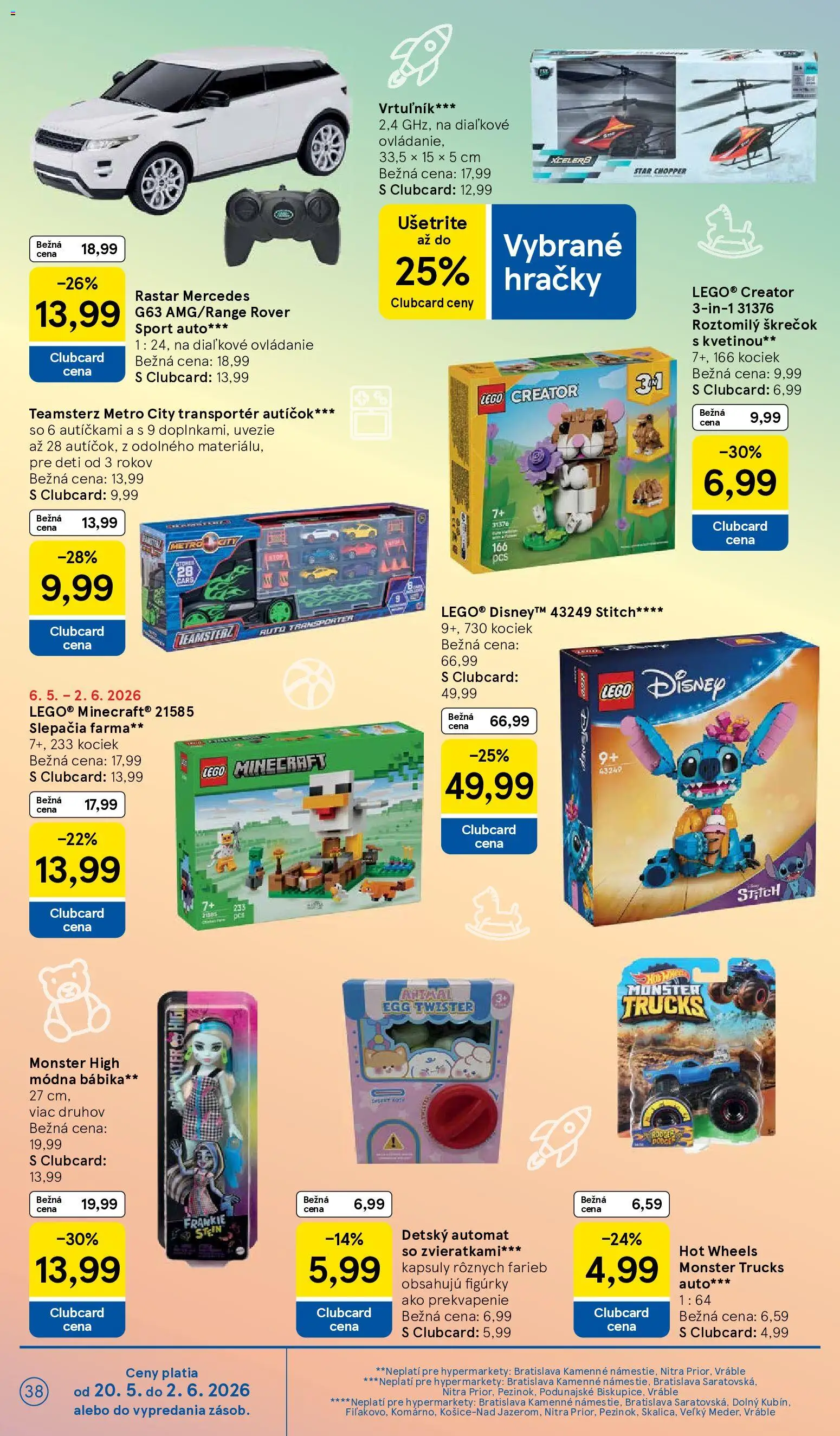 Nové Tesco akcie – leták je platný od 27.05.2026 | Strana: 38 | Produkty: LEGO, Hračky