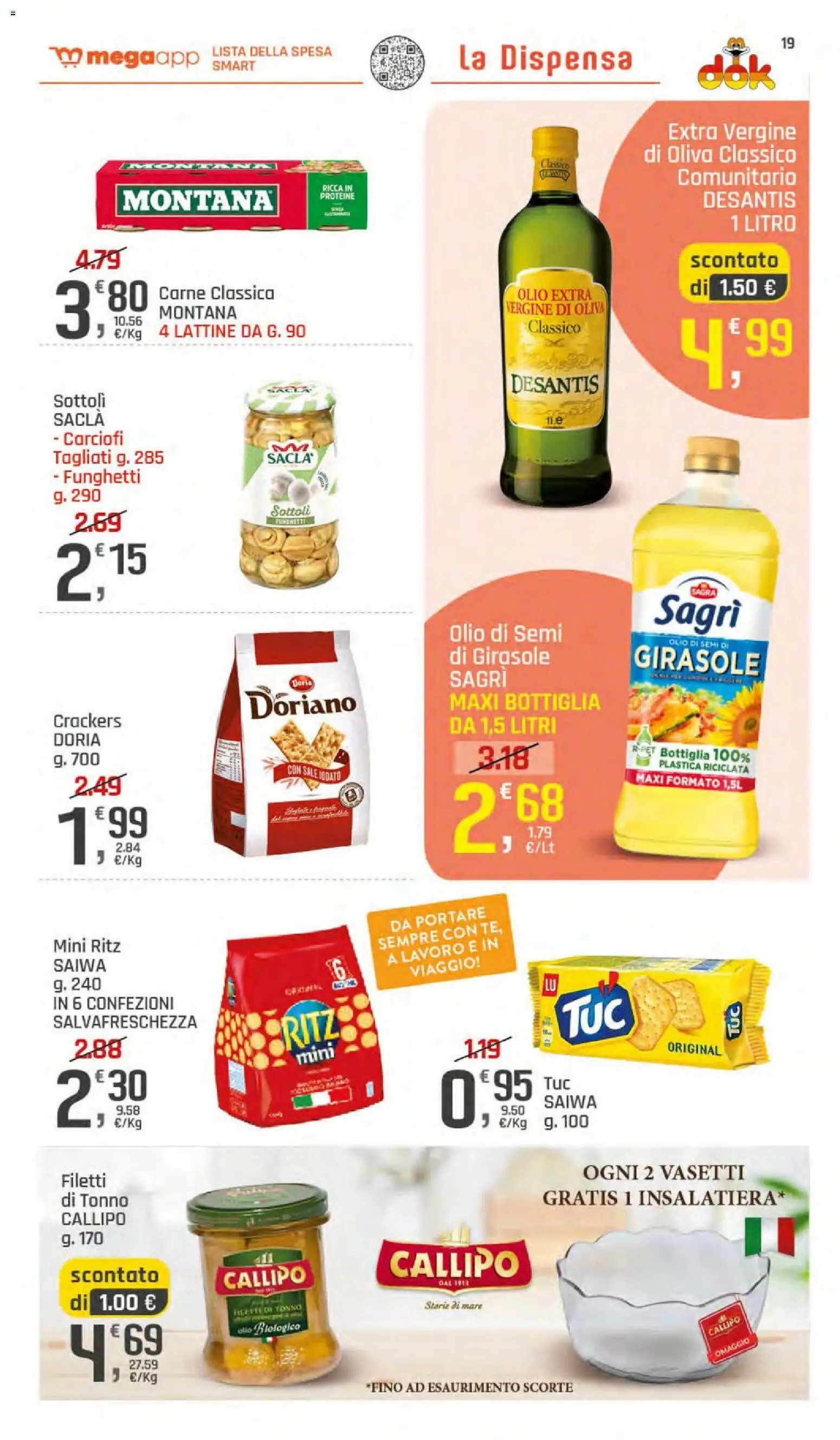 Volantino DOK del 23/07/2026 | Pagina: 19 | Prodotti: Olio, Carciofi, Crackers, Tonno