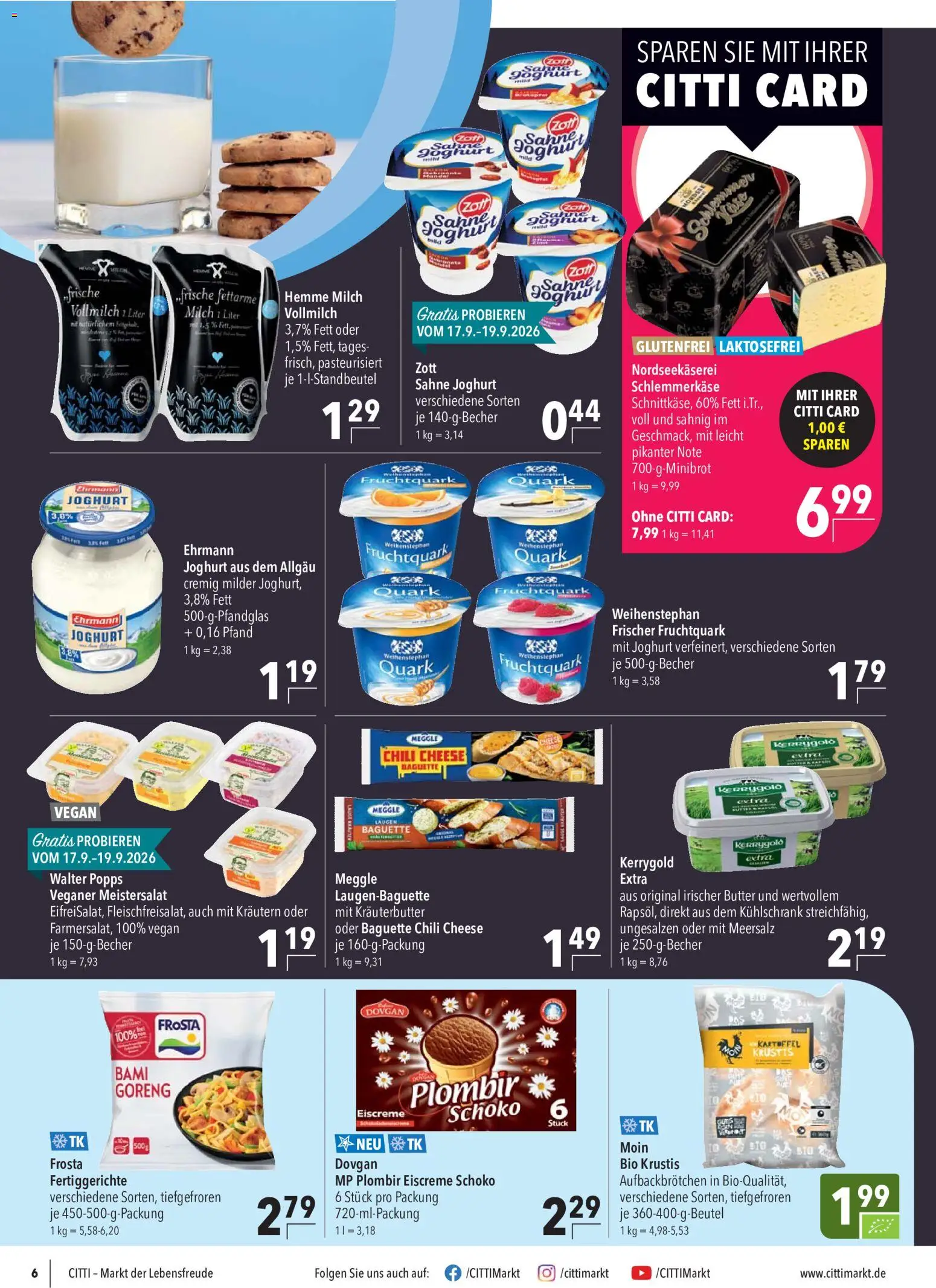 CITTI Markt Prospekt – gültig ab 16.09.2026 | Seite: 6 | Produkte: Quark, Butter, Eiscreme, Chili