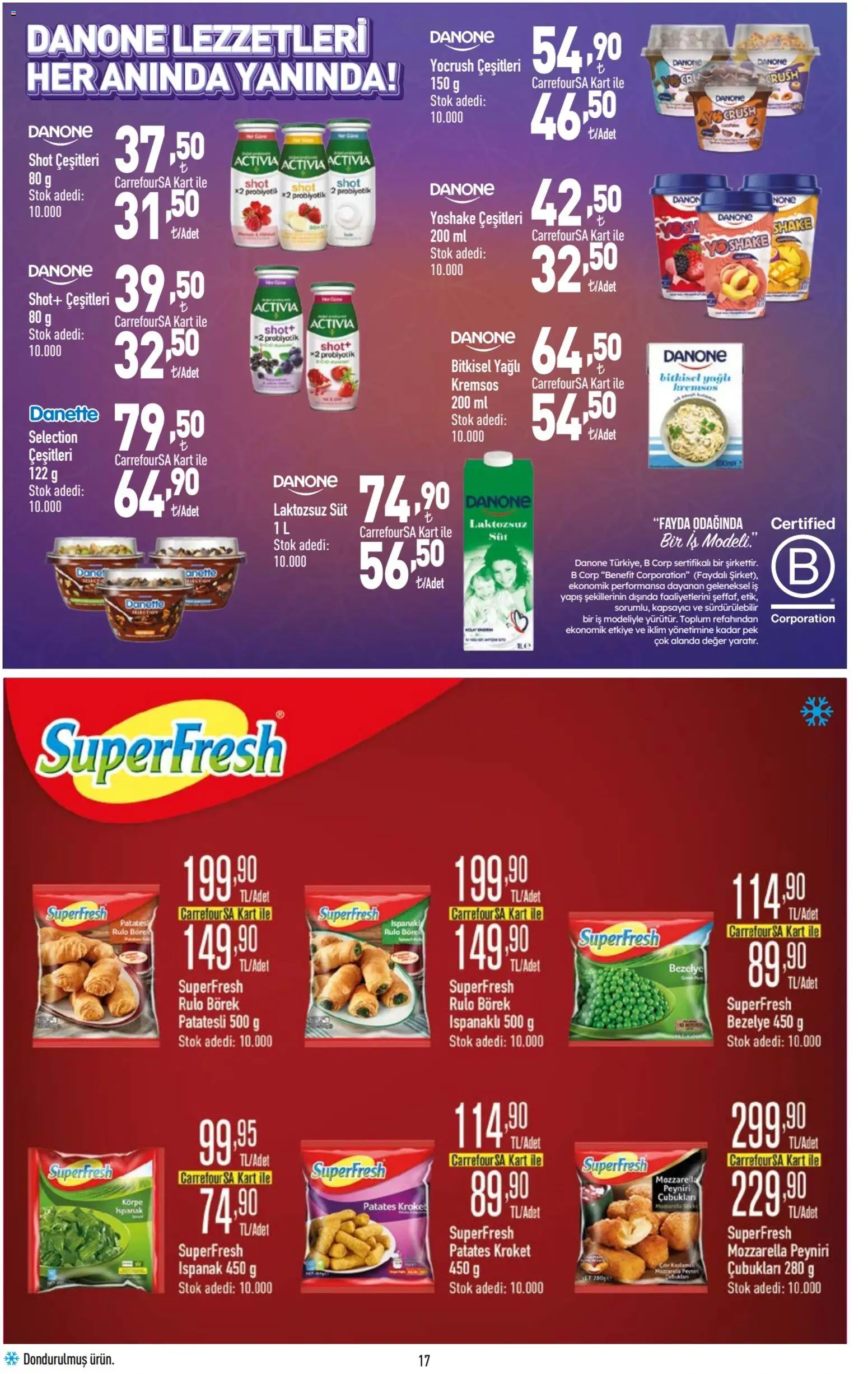 CarrefourSA Katalog - 01.06.2026 tarihinden itibaren geçerlidir | Sayfa: 17 | Ürünler: Süt, Ispanak, Patates, Bezelye