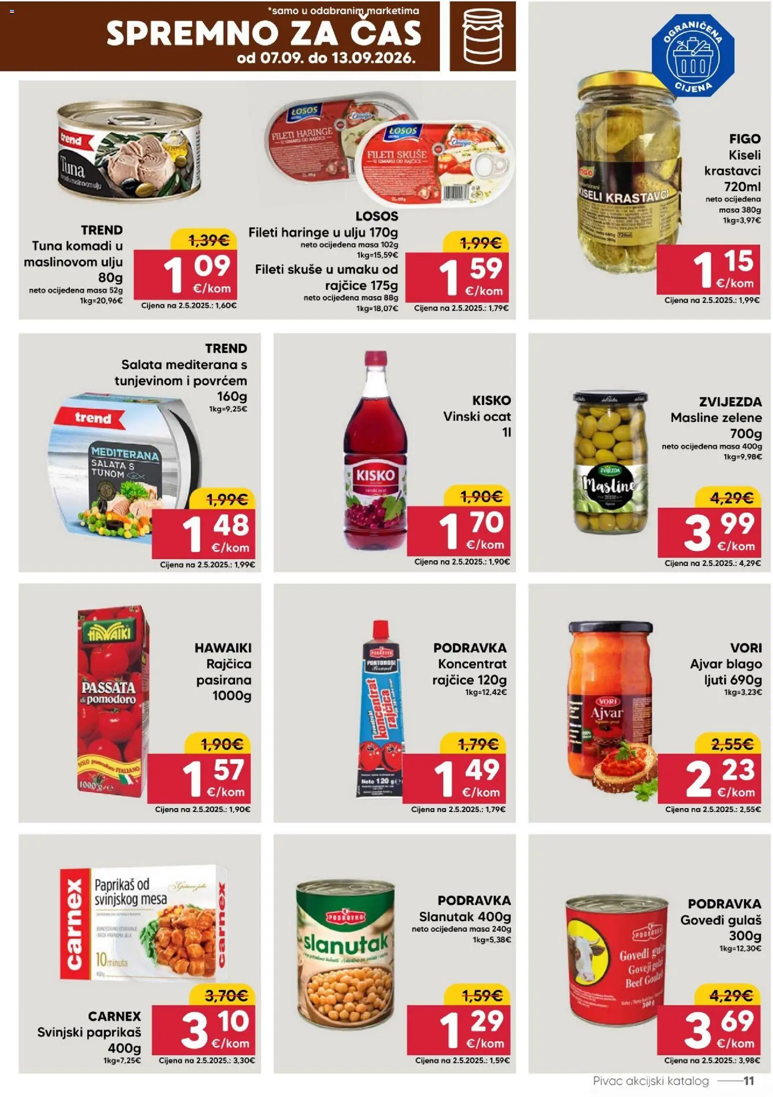 Pivac katalog | vrijedi od 07.09.2026 | Stranica: 11 | Proizvodi: Rajčice, Ajvar, Salata, Losos