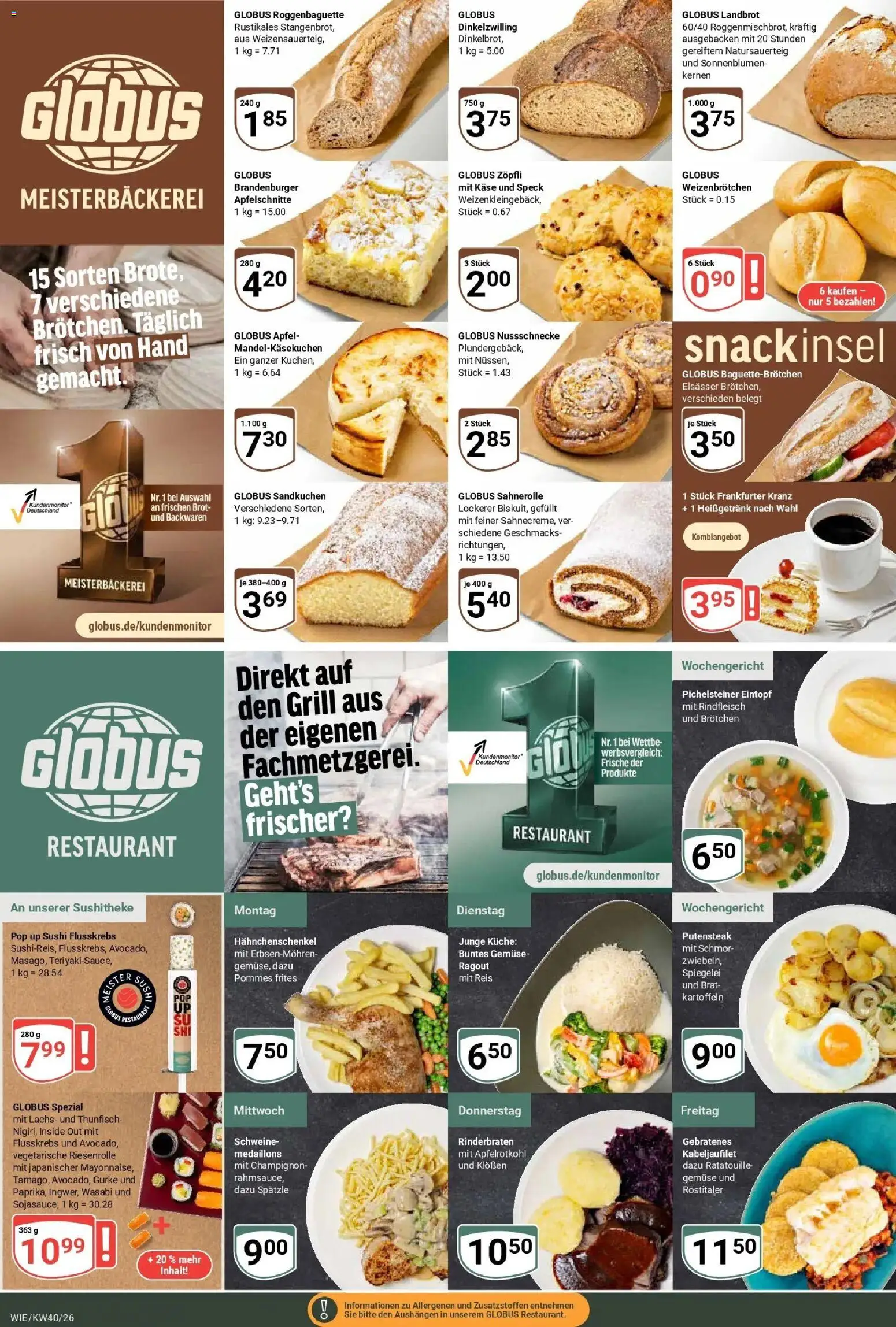 Globus Prospekt Waghäusel (ab 28.09.2026) » Angebote online | Seite: 10 | Produkte: Hahnchenschenkel, Thunfisch, Küche, Brot