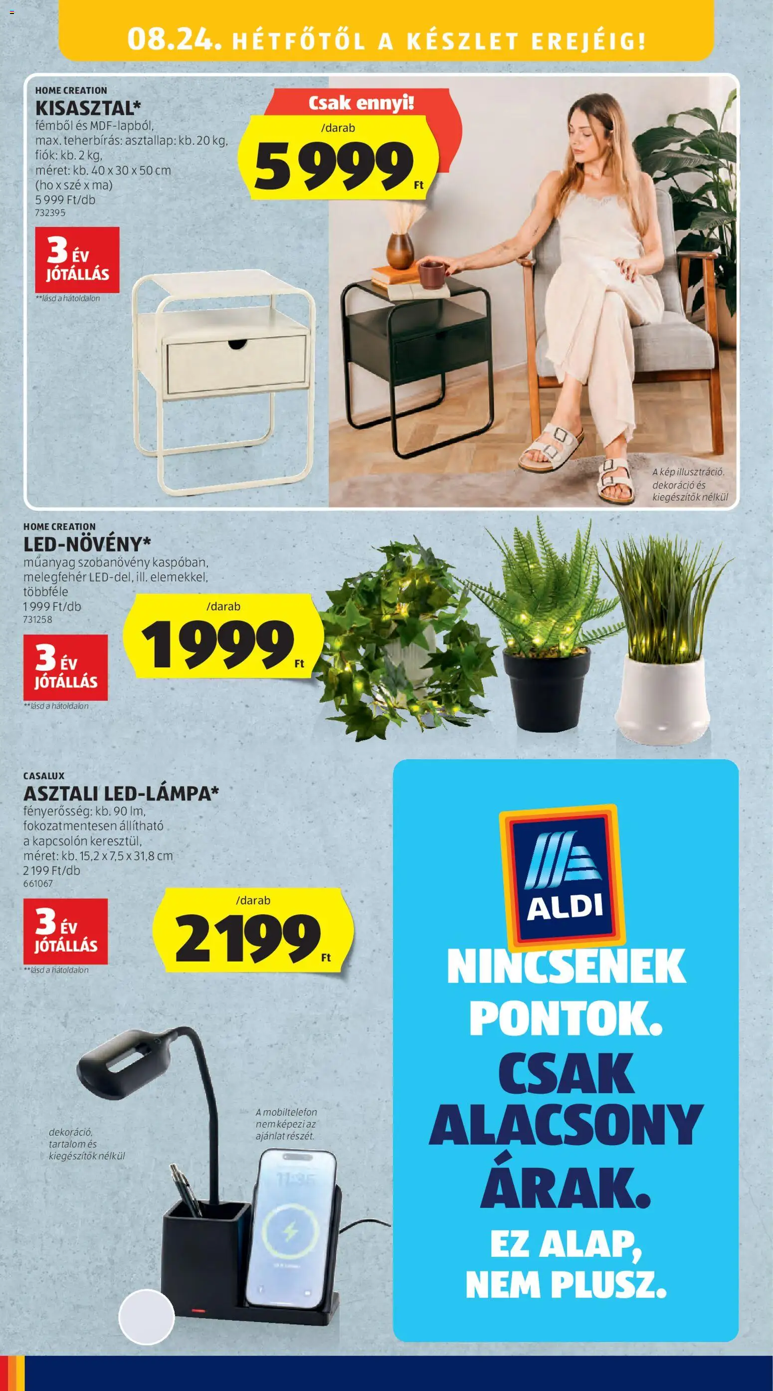 Aldi akciós ujság - amely érvényes a következő dátumtól: 2026.08.21. | Oldal: 42 | Termékek: Casalux, Mobiltelefon, LED, Dekoráció