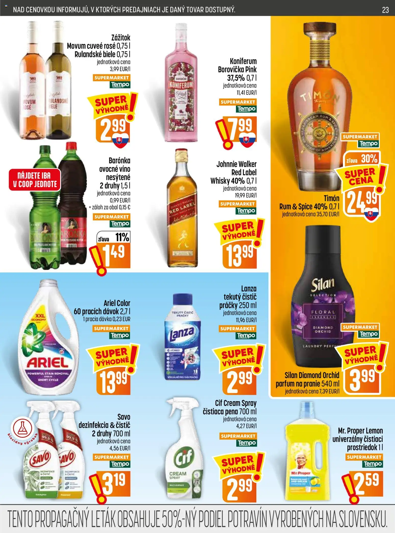 Nové COOP Jednota akcie – leták je platný od 30.07.2026 | Strana: 23 | Produkty: Práčky, Savo, Ariel, Pena