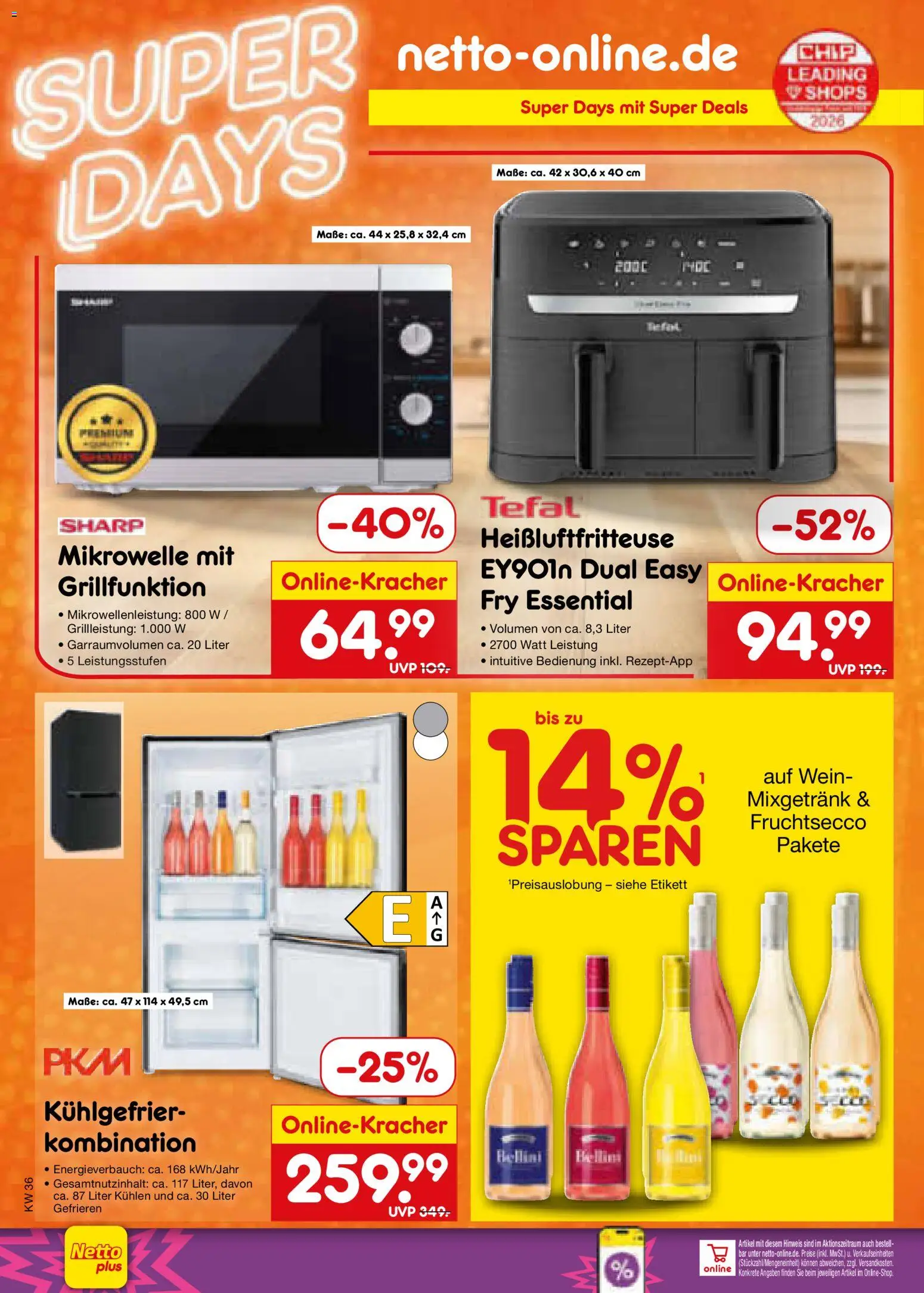 Netto Marken-Discount Prospekt – gültig ab 31.08.2026 | Seite: 63 | Produkte: Mixgetränk, Fruchtsecco, Wein, Heißluftfritteuse