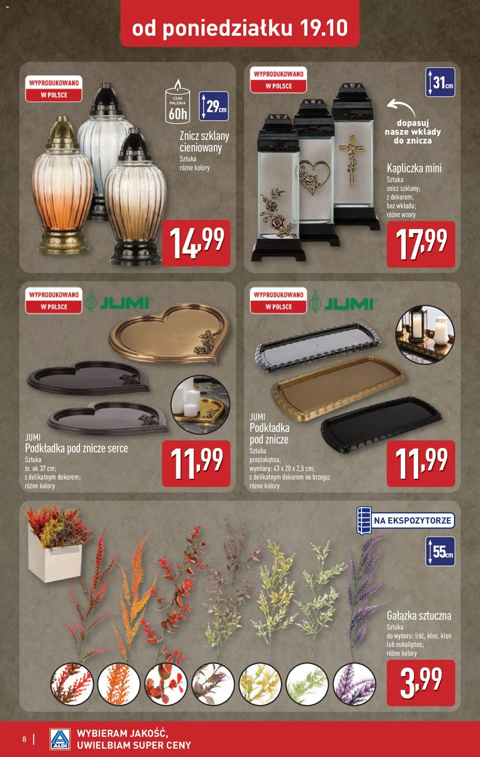 Aldi gazetka - Znicze i stroiki od 19.10.2026 | Strona: 8 | Produkty: Znicze