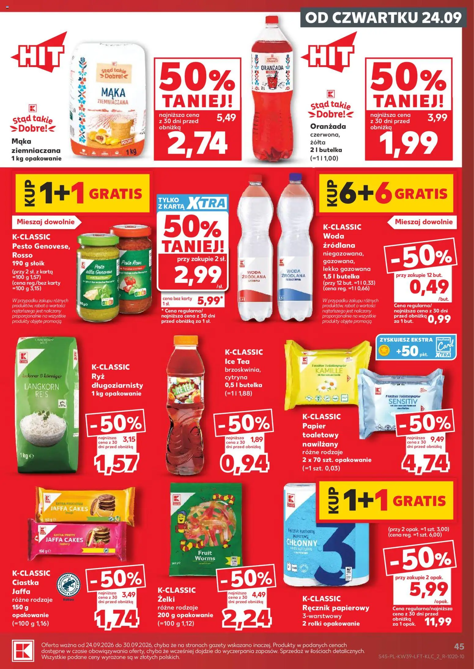 Kaufland Polsko leták od 24.09.2026 | Strana: 45 | Produkty: Pesto, Ice tea, Karty, Kakao