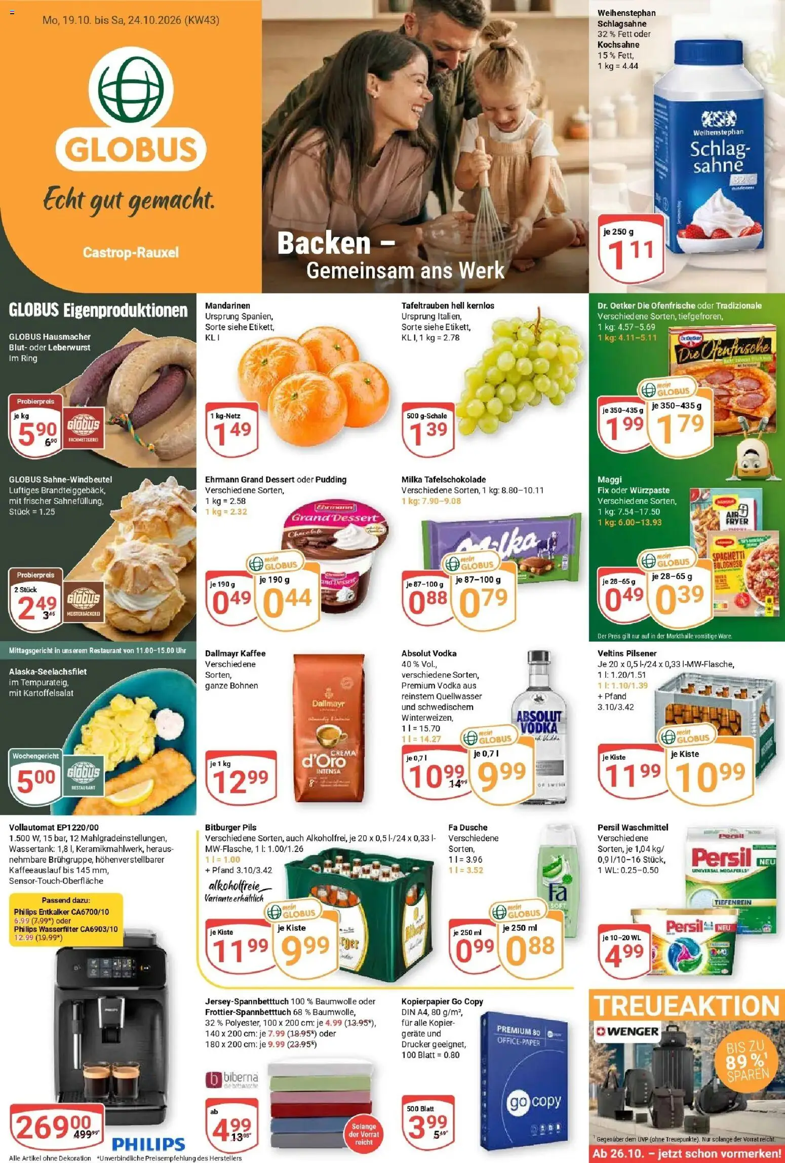 Globus Prospekt Castrop-Rauxel (ab 19.10.2026) » Angebote online | Seite: 1 | Produkte: Bitburger, Ofenfrische, Waschmittel, Veltins