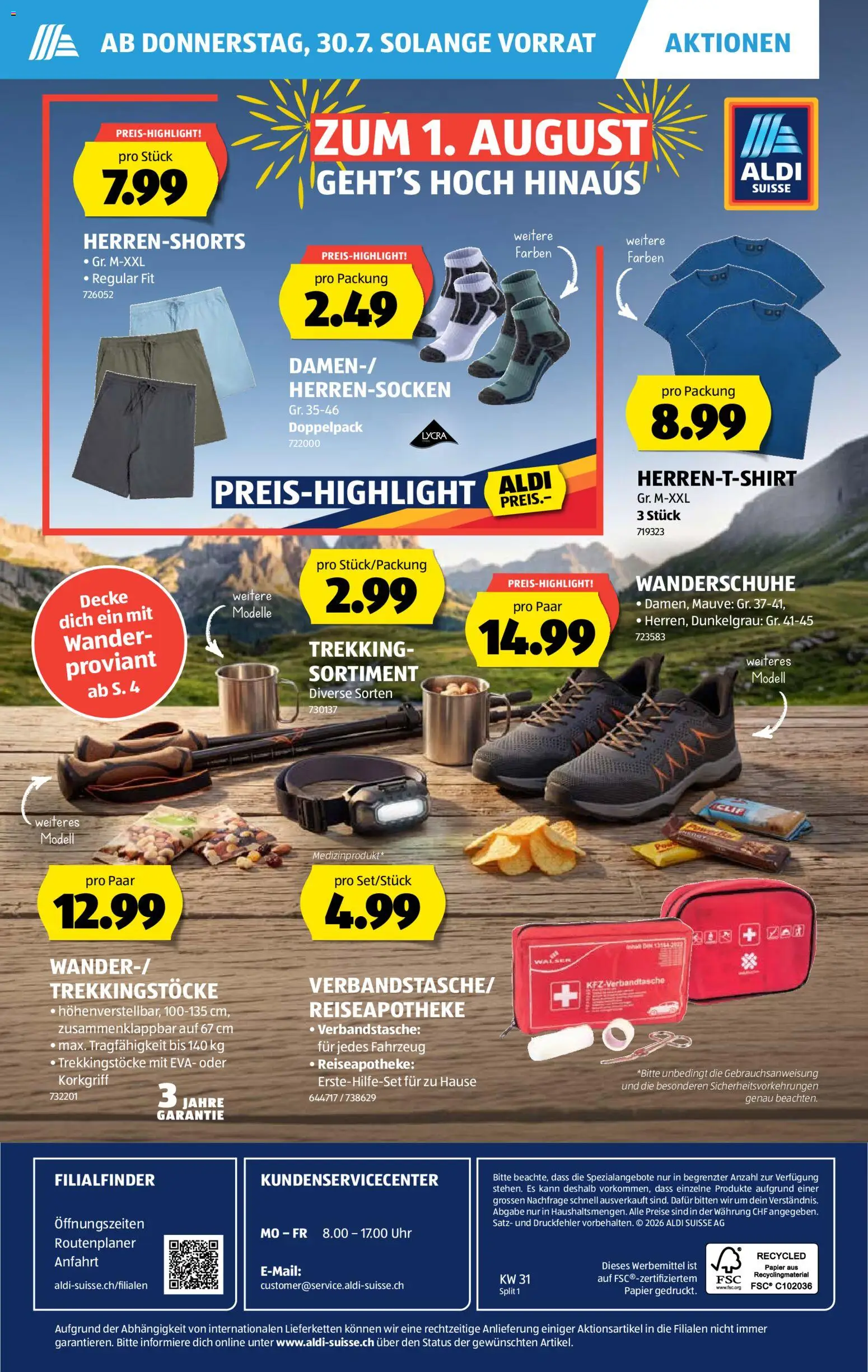 Aldi aktionen – gültig ab 30.07.2026 | Seite: 40 | Produkte: T-Shirt, Decke, Uhr
