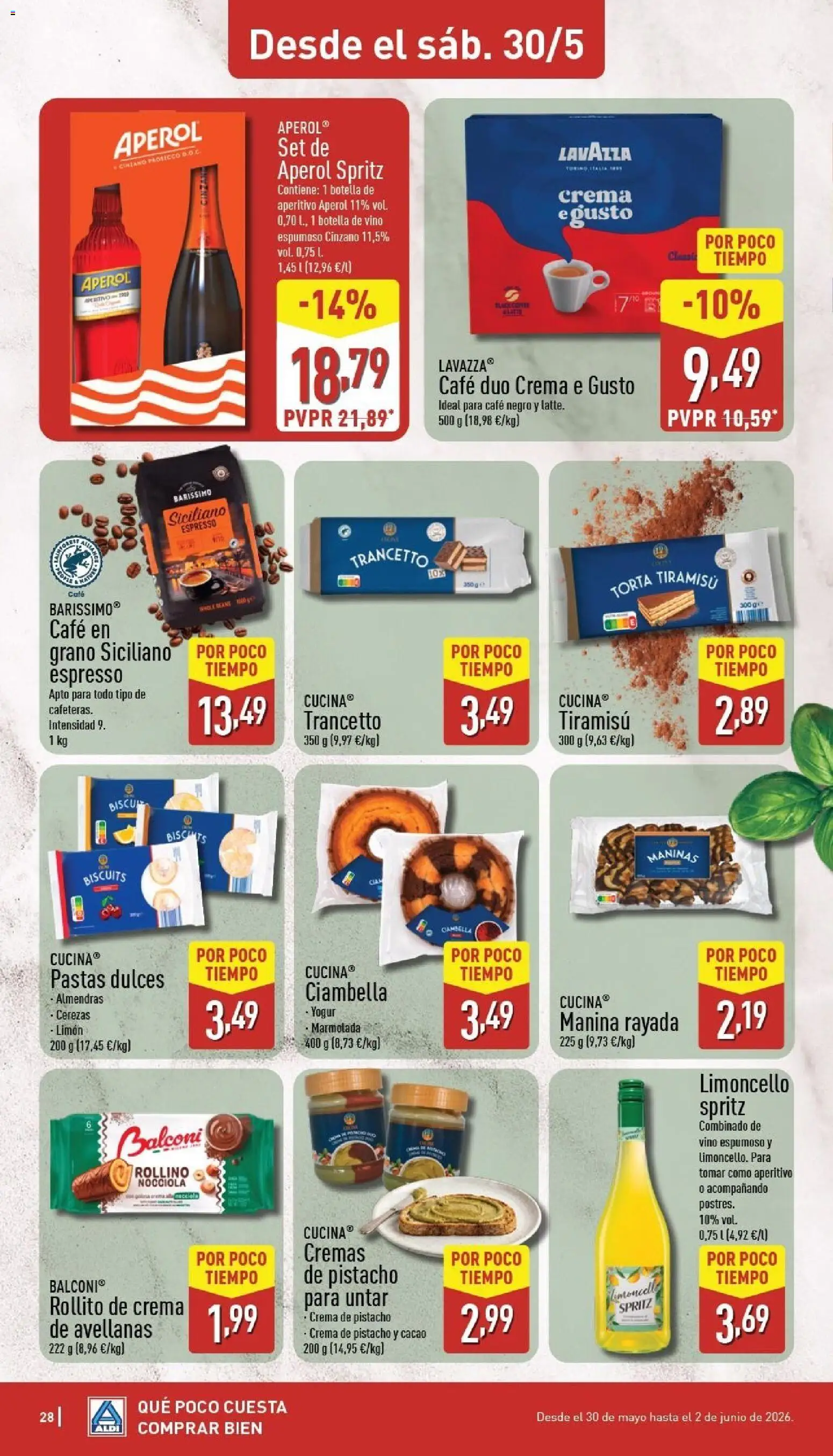 Aldi folleto Baleares │ válido desde el 25.05.2026 | Página: 28 | Productos: Café, Vino, Café en grano, Φρυγανιές σικάλεως