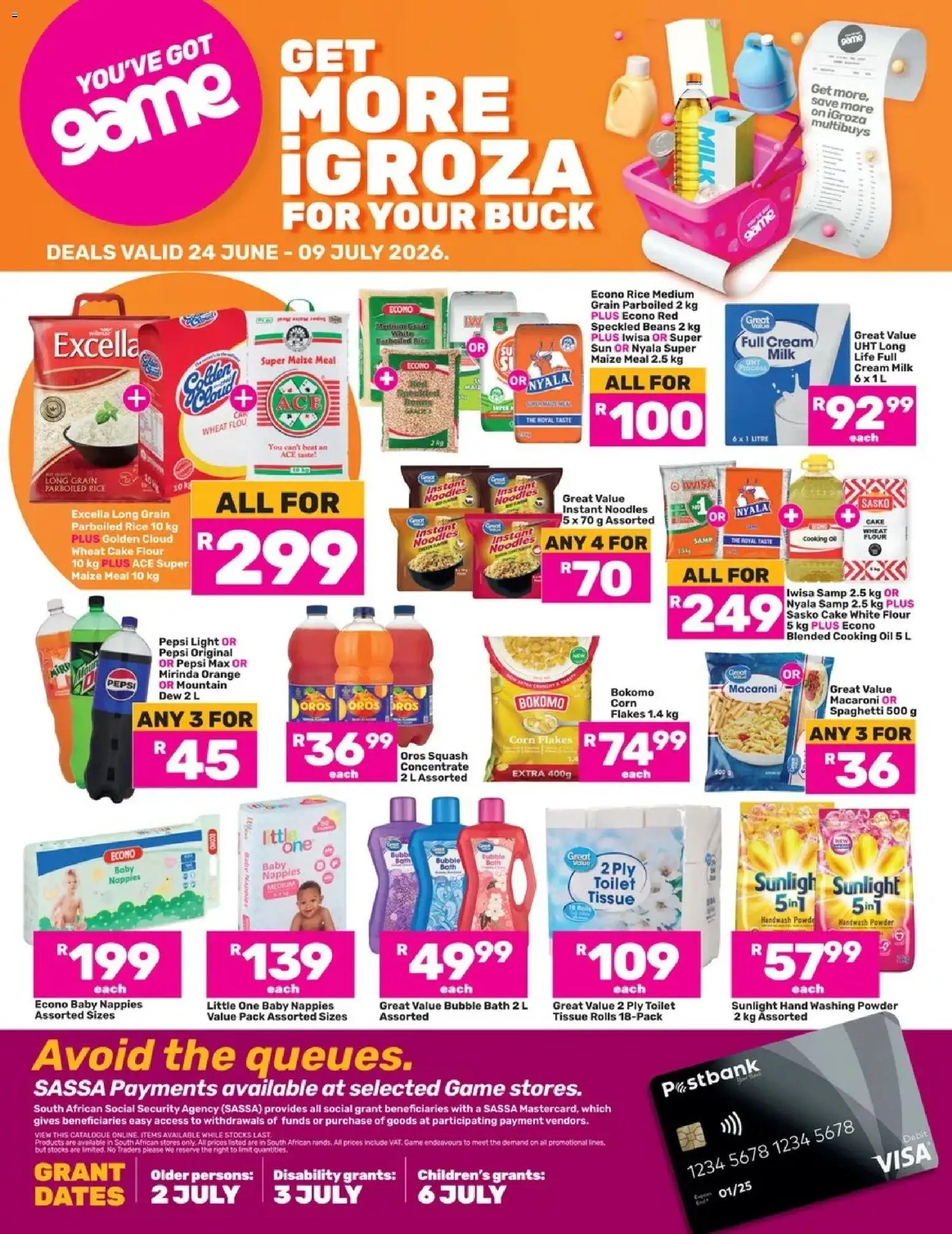 New Game catalogue – valid from 24/06/2026 | Page: 1 | Products: Handwash, Maize meal, Cream, Washing powder