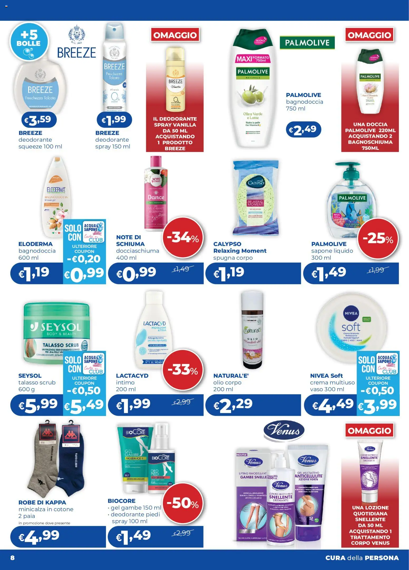 Volantino Acqua e Sapone del 21.05.2026 | Pagina: 8 | Prodotti: Crema, Deodorante, Latte, Doccia