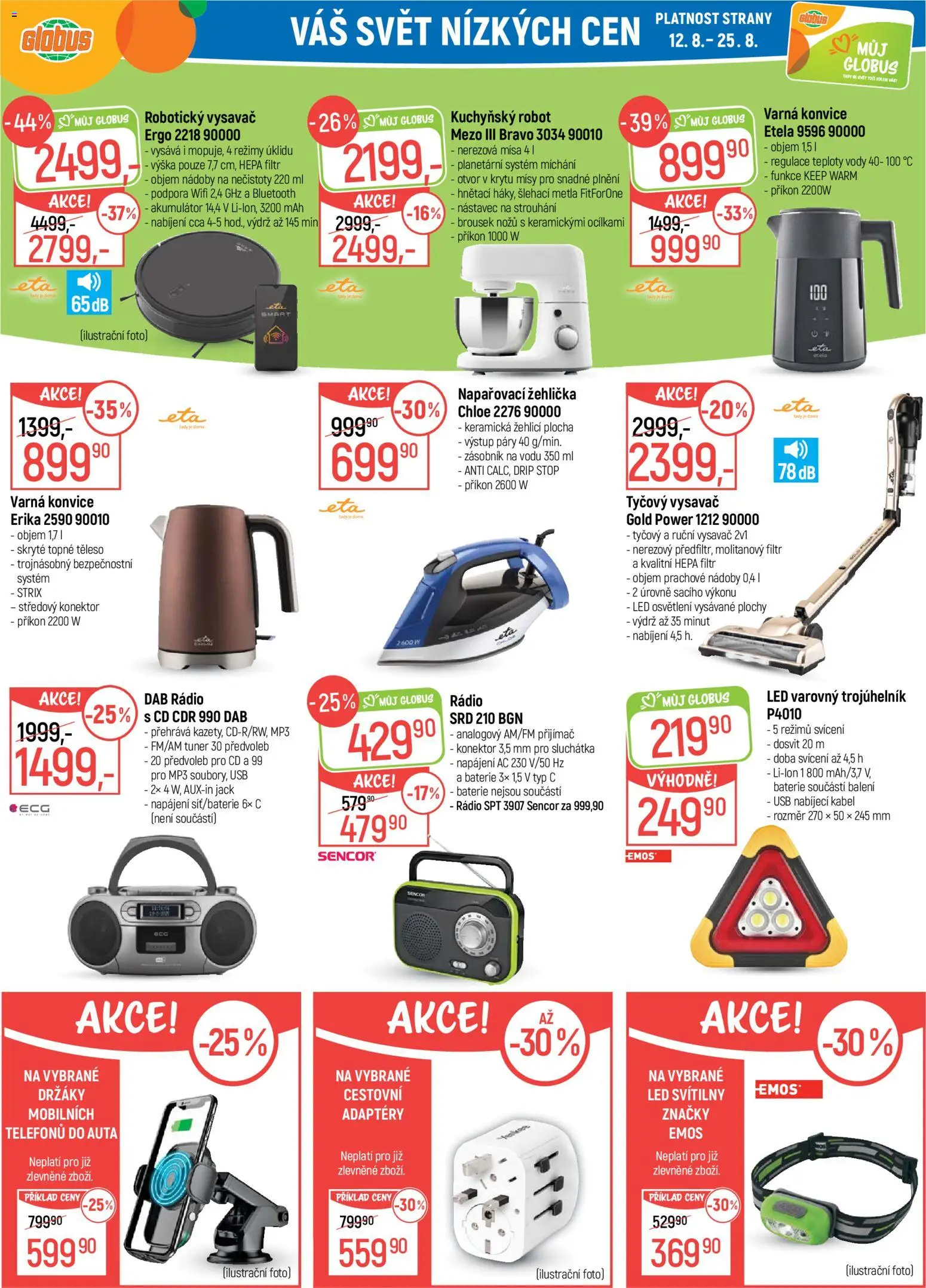Globus leták od 12.08.2026 | Strana: 39 | Produkty: Osvětlení, Zásobník, Sluchátka, Robotický vysavač