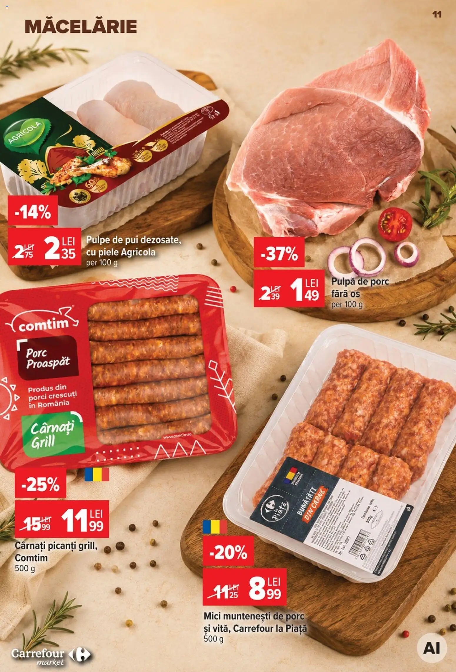 Noul catalog Carrefour – valabil de la 29.07.2026 | Pagină: 11 | Produse: Grill, Hacıyatmaz Kedi Oyuncağı, Mici, Cârnați