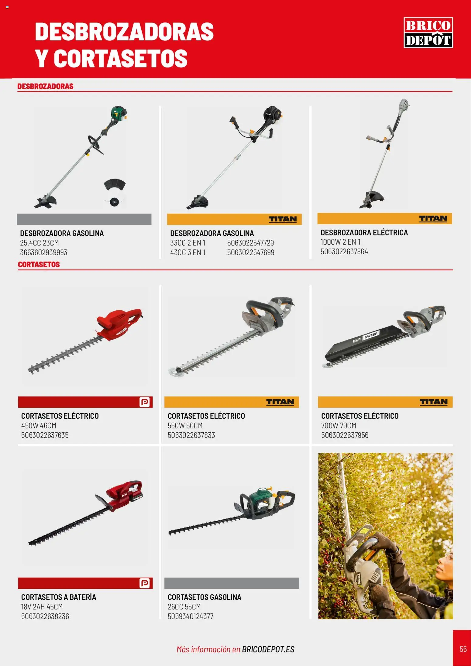 Brico Depôt folleto Jardín 2026 │ válido desde el 02.04.2026 | Página: 55 | Productos: Desbrozadora, Cortasetos, Batería