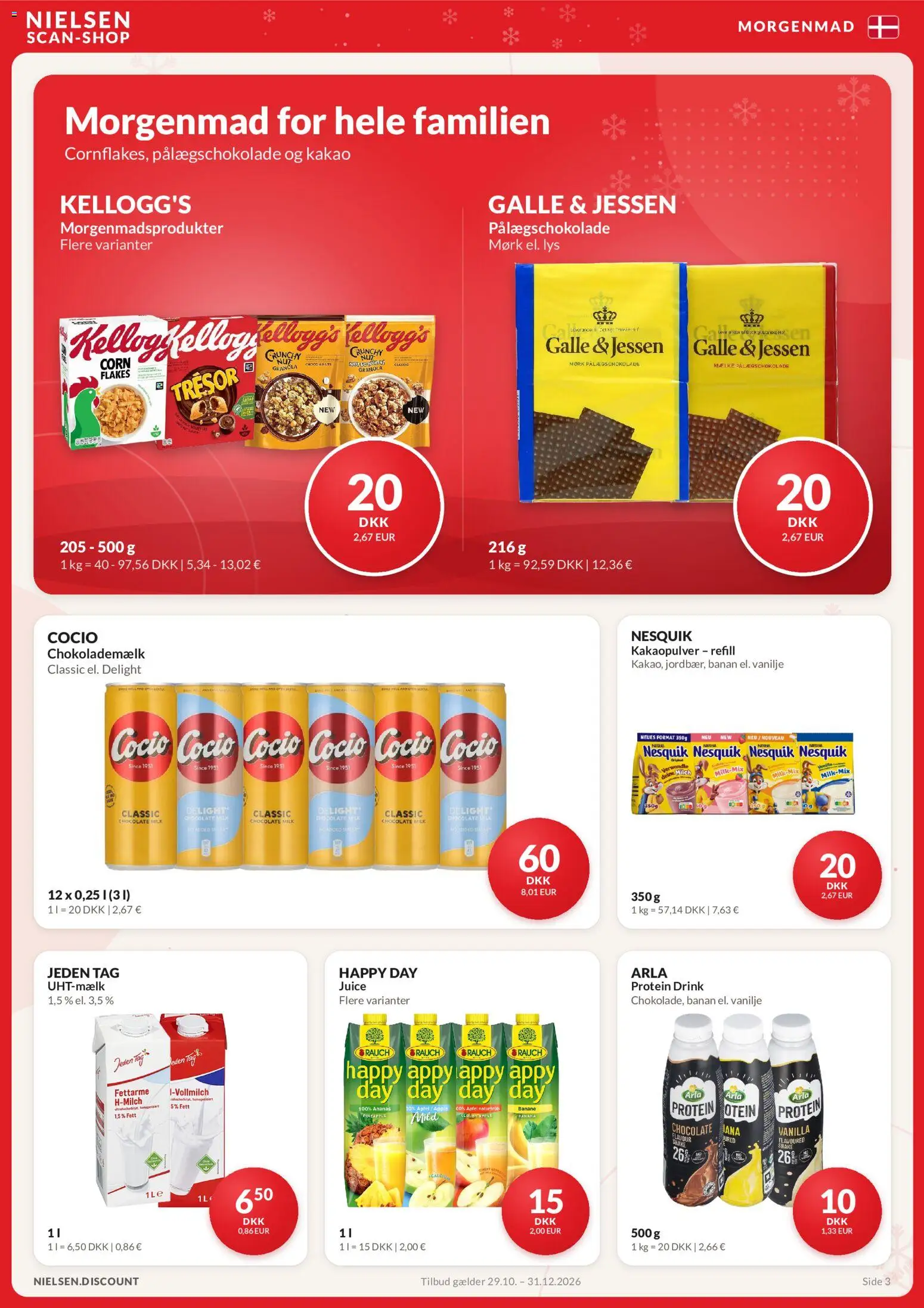 Nielsen Discount tilbudsavis – gyldig fra 29/10/2026 | Side: 3 | Produkter: Juice, Kakao, Pålægschokolade, Vanilje