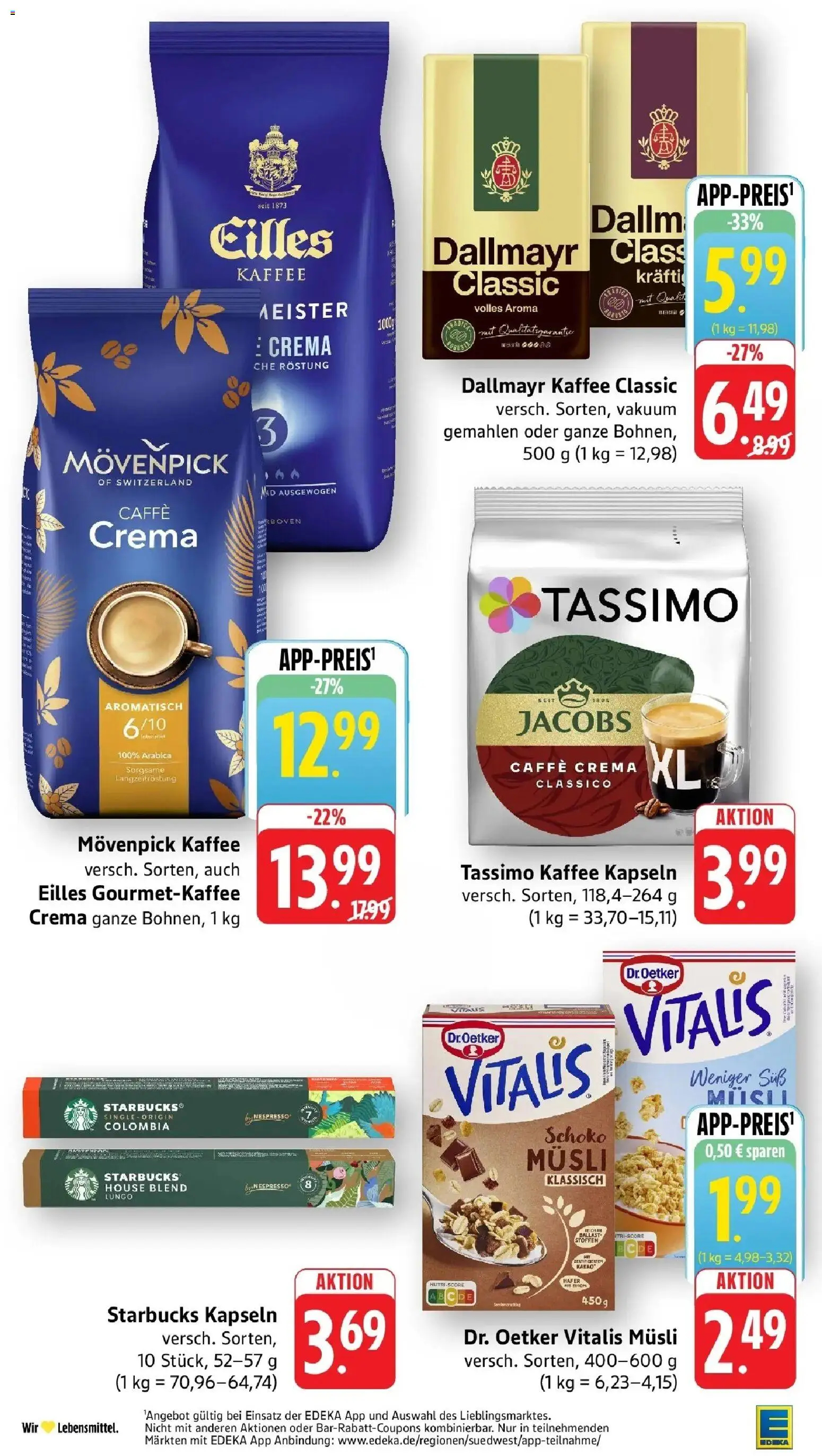 Edeka Prospekt Reutlingen (ab 12.10.2026) » Angebote Online | Seite: 31 | Produkte: Musli, Starbucks, Dallmayr, Tassimo