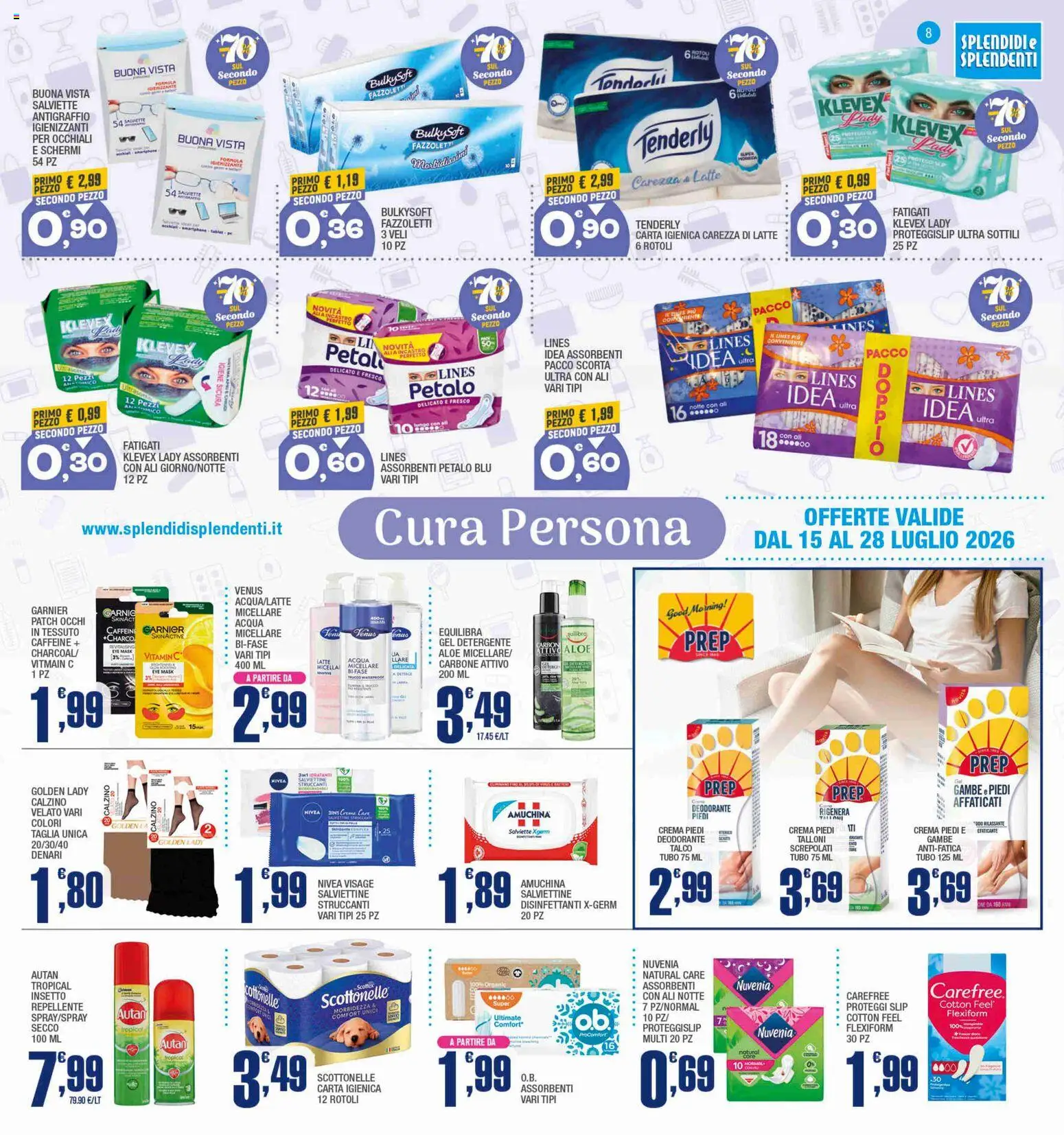 Volantino Splendidi e Splendenti del 15/07/2026 | Pagina: 8 | Prodotti: Deodorante, Detergente, Latte, Tubo