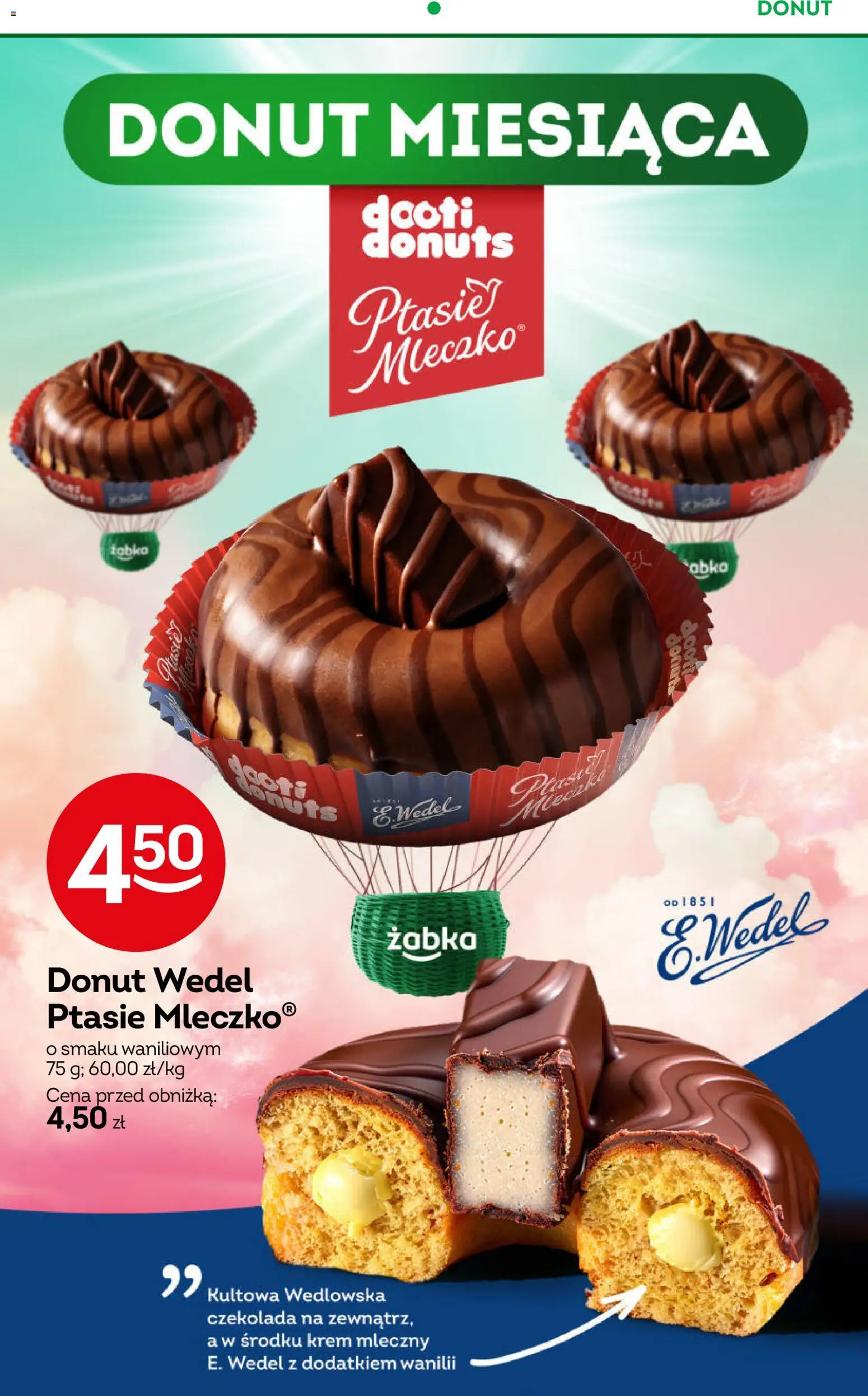 Żabka gazetka od 01.07.2026 | Strona: 47 | Produkty: Donut wedel, Donut, Czekolada, Krem