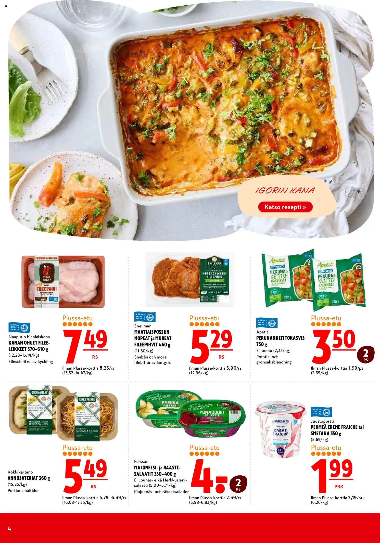 K-Citymarket tarjoukset – voimassa 01.06.2026 alkaen | Sivu: 4 | Tuotteet: Kana, Peruna, Salaatti, Punajuuri