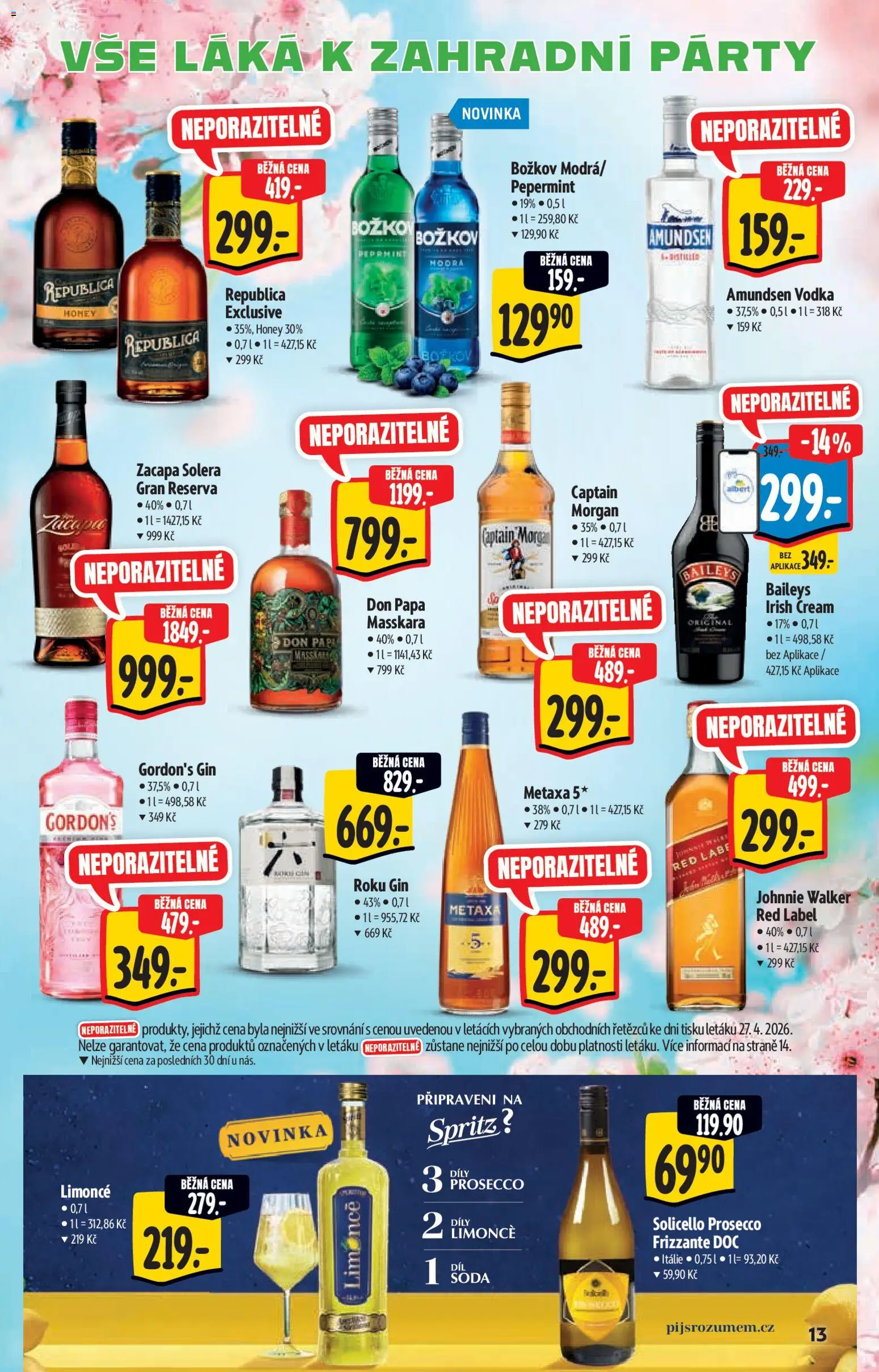 Albert katalog - Supermarket od 06.05.2026 | Strana: 13 | Produkty: Prosecco, Morgan, Vodka, Republica