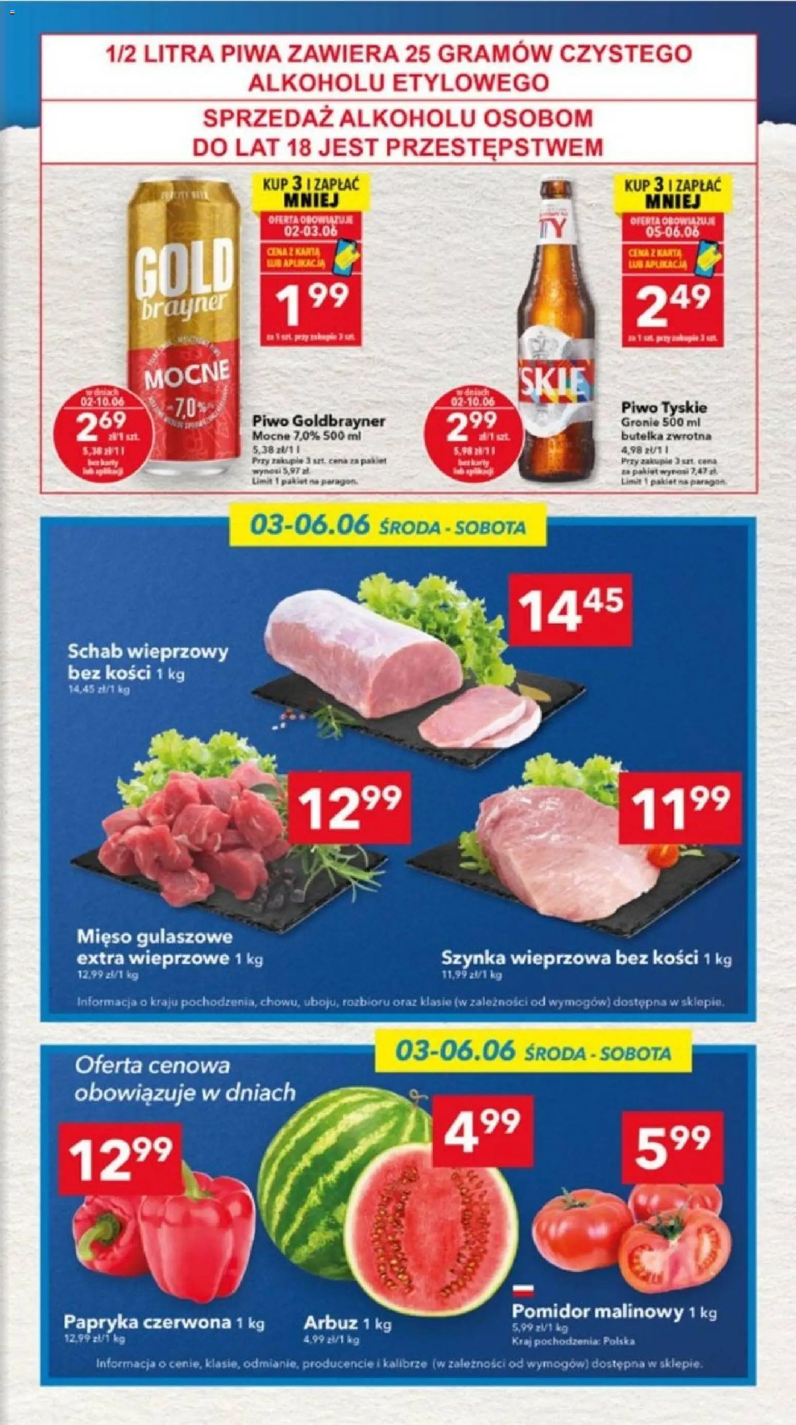 Lewiatan gazetka - Lublin od 02.06.2026 | Strona: 3 | Produkty: Arbuz, Tyskie, Papryka czerwona, Piwo