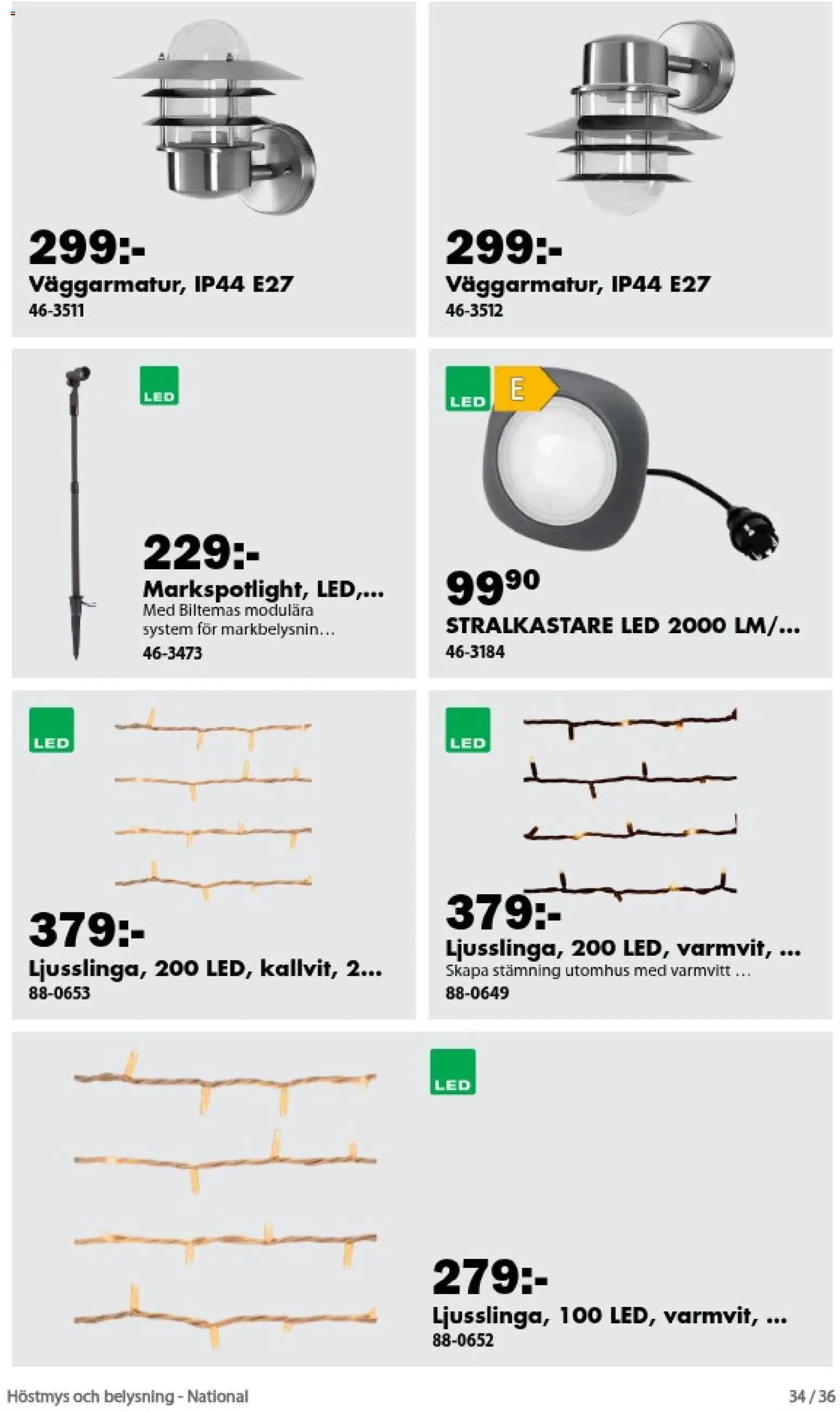 Biltema reklamblad aktuell från 01/09/2026 | Sida: 34 | Produkter: Belysning