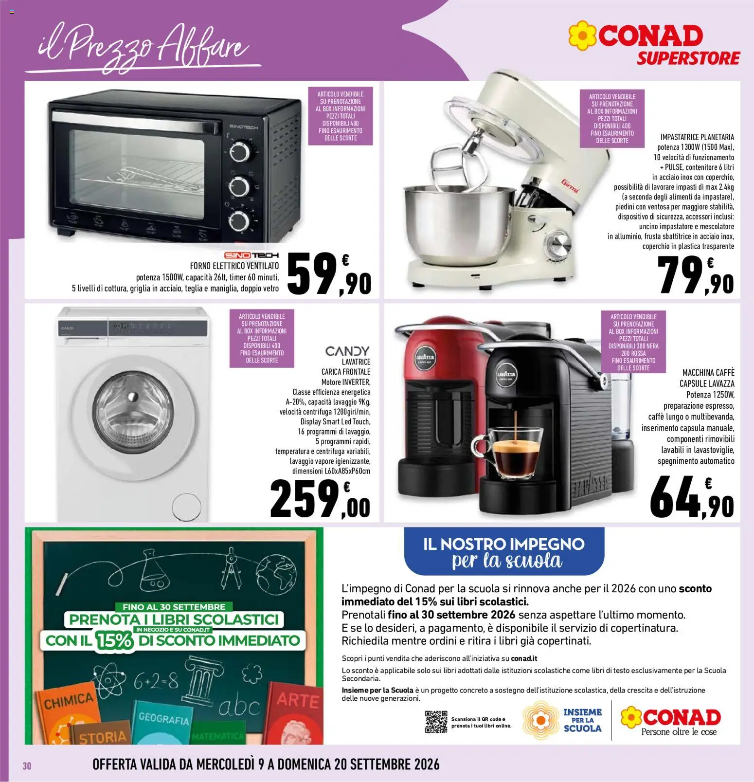 Volantino Conad del 09/09/2026 | Pagina: 30 | Prodotti: Caffè, Impastatrice, Contenitore, Mixer