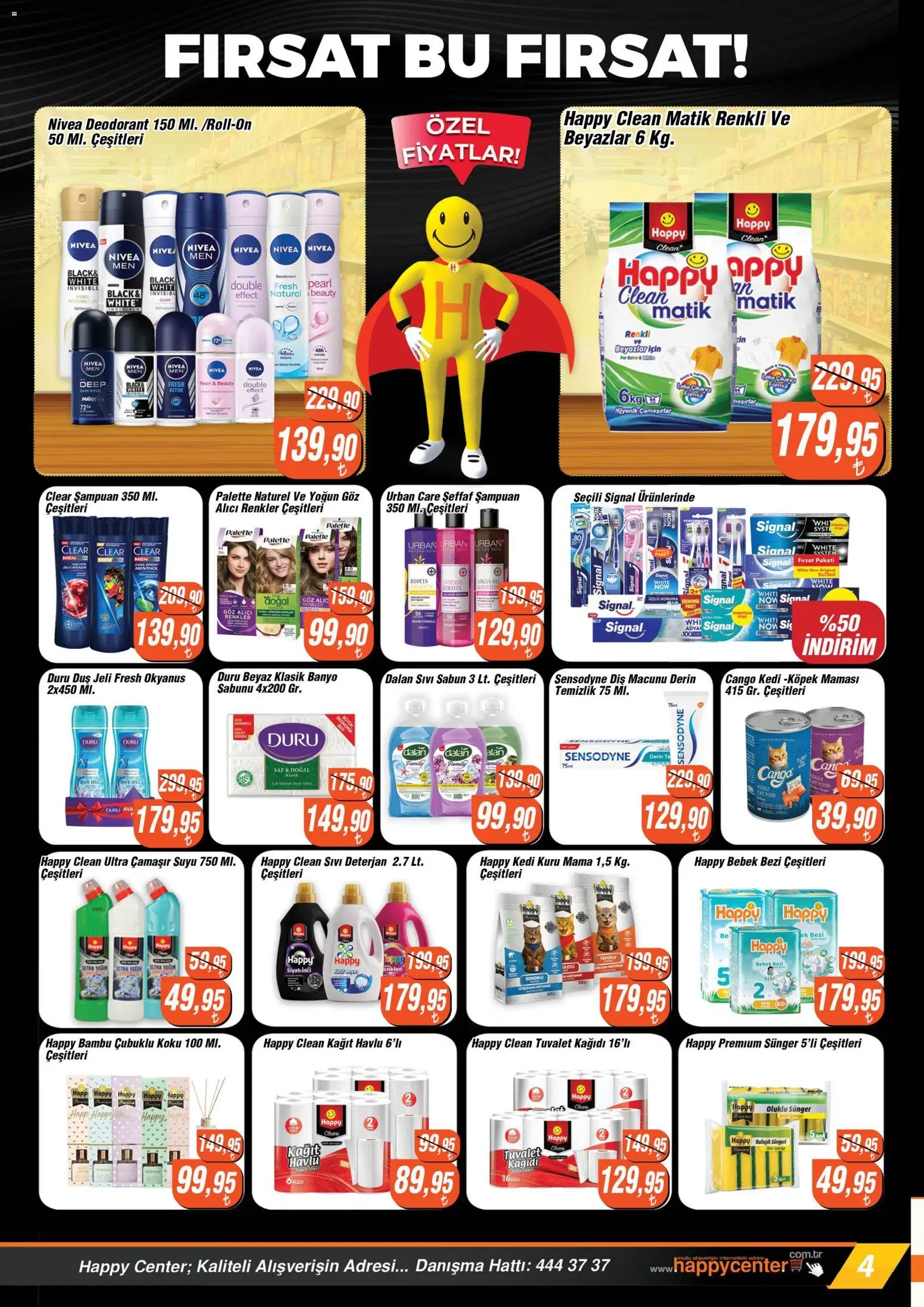 Happy Center Katalog - 21 Ekim 2026 tarihinden itibaren geçerlidir | Sayfa: 4 | Ürünler: Şampuan, Duş jeli, Deterjan, Kağıt havlu