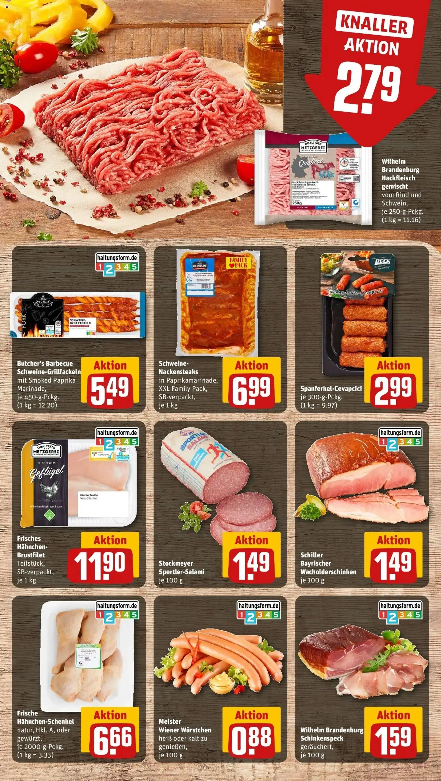 Rewe Prospekt Speyer – gültig ab 27.07.2026 | Seite: 8 | Produkte: Nackensteaks, Hahnchenschenkel, Paprika, Hackfleisch