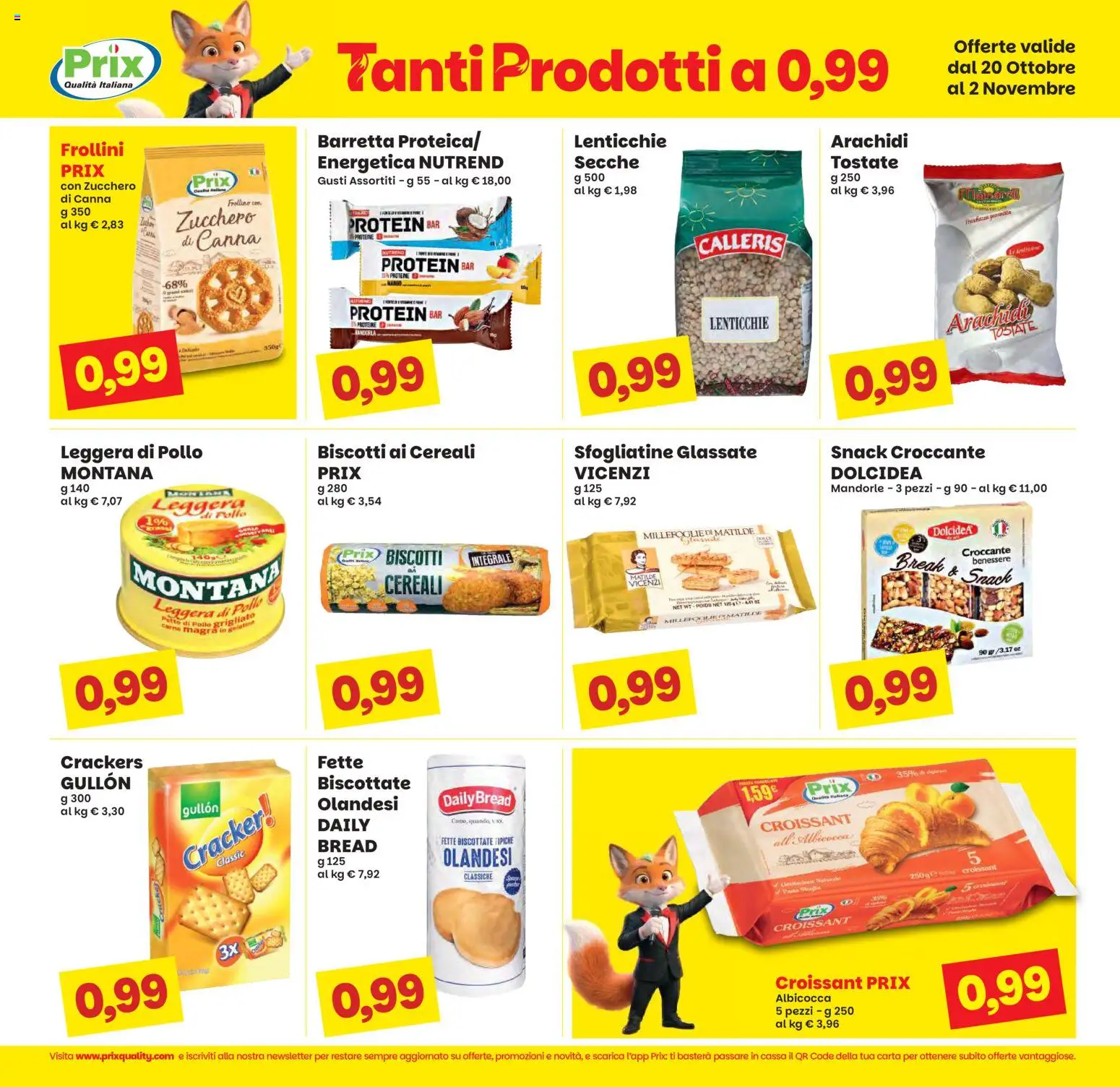Volantino Prix del 20/10/2026 | Pagina: 6 | Prodotti: Carne, Croissant, Arachidi, Zucchero di canna