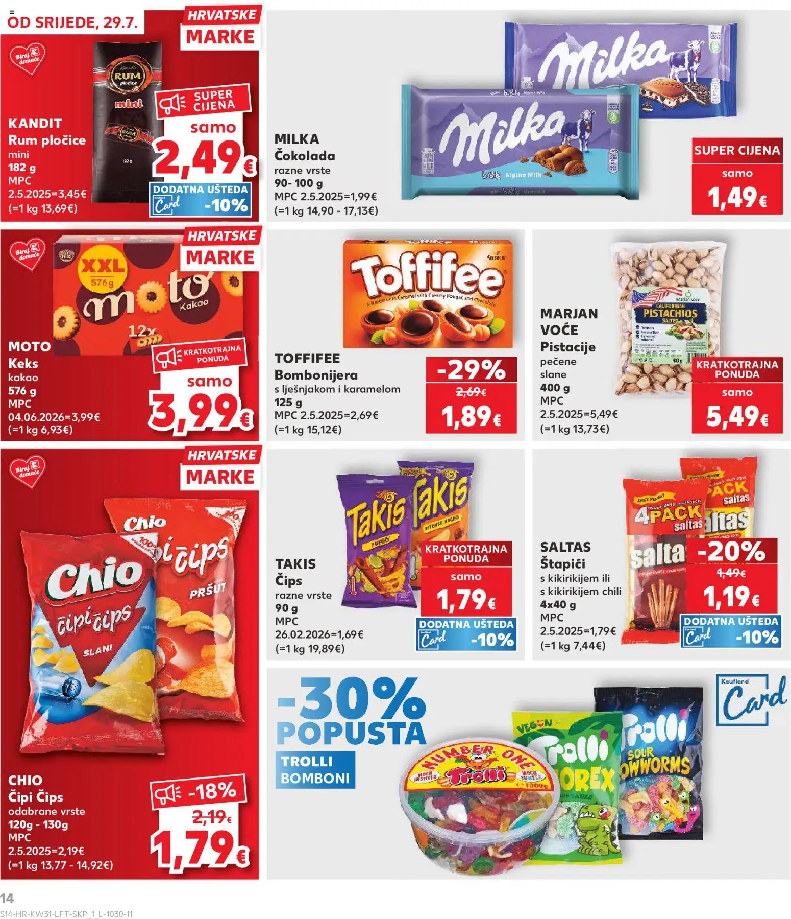 Kaufland katalog | vrijedi od 29.07.2026 | Stranica: 14 | Proizvodi: Čokolada, Pršut, Pločice, Bombonijera