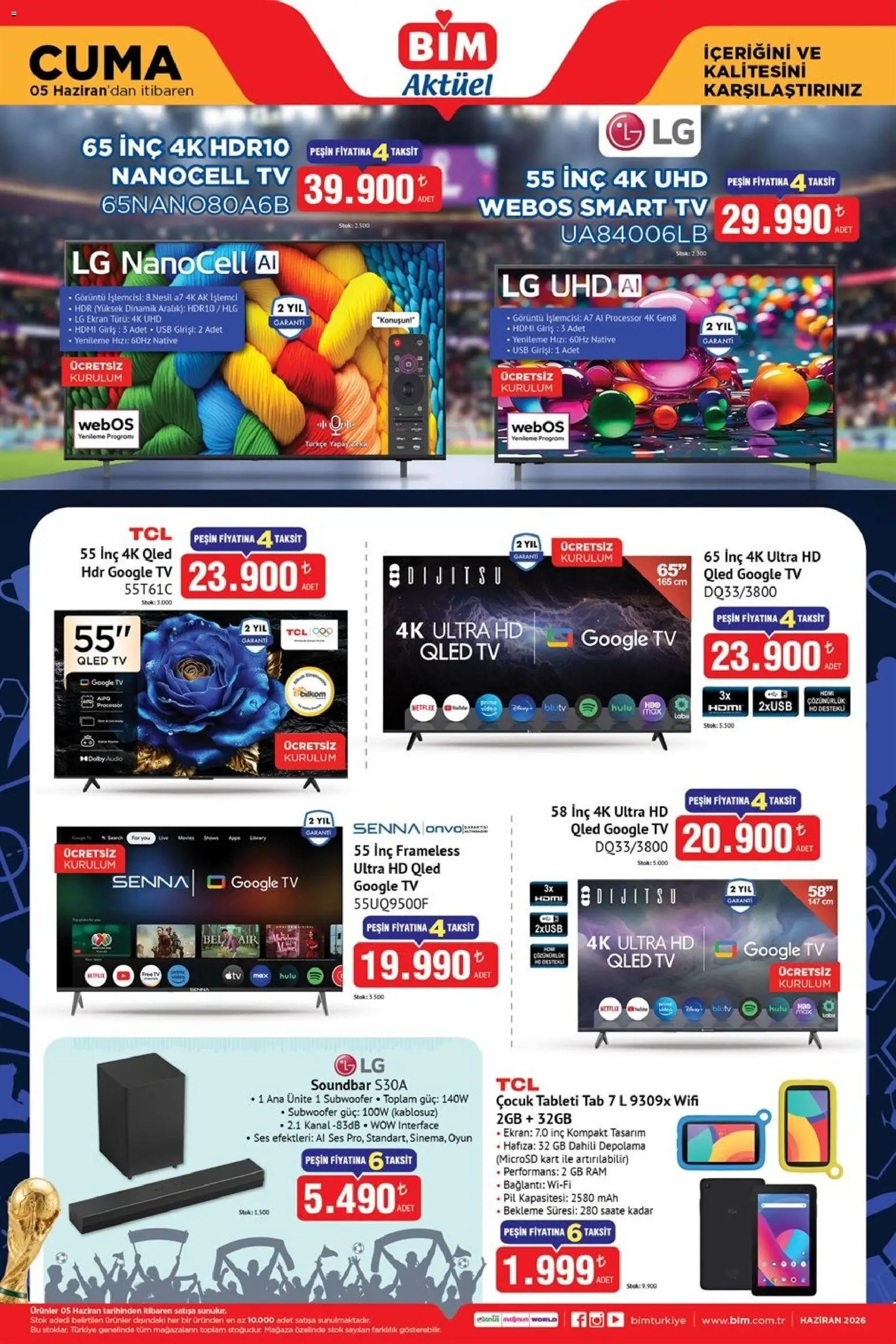 BİM - Katalog Cuma - 05.06.2026 tarihinden itibaren geçerlidir | Sayfa: 2 | Ürünler: Pil, TV, Video, USB