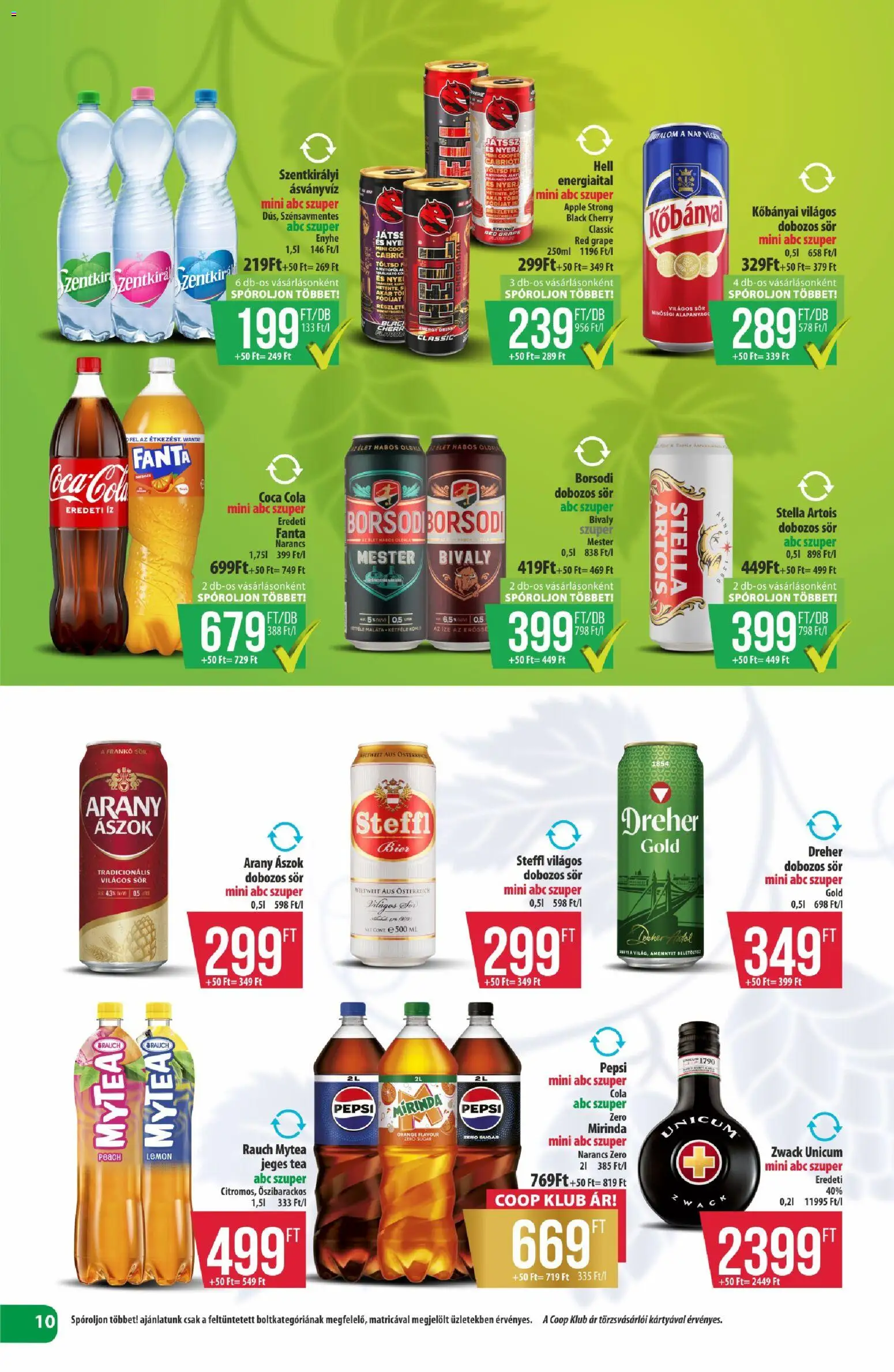COOP akciós ujság - amely érvényes a következő dátumtól: 2026.10.15. | Oldal: 10 | Termékek: Fanta, Coca Cola, Cola, Ásványvíz
