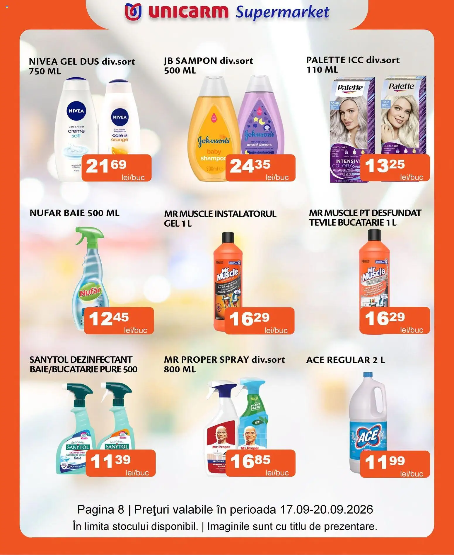Noul catalog Unicarm – valabil de la 17.09.2026 | Pagină: 8 | Produse: Nivea, Bucătărie, Duș, Hygiene