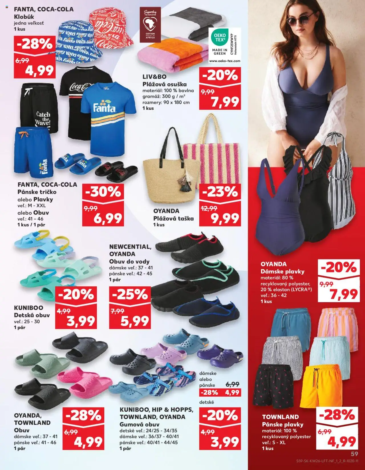 Nové Kaufland akcie – leták je platný od 26.06.2025 | Strana: 59 | Produkty: Tričko, Plavky, Coca cola, Klobúk