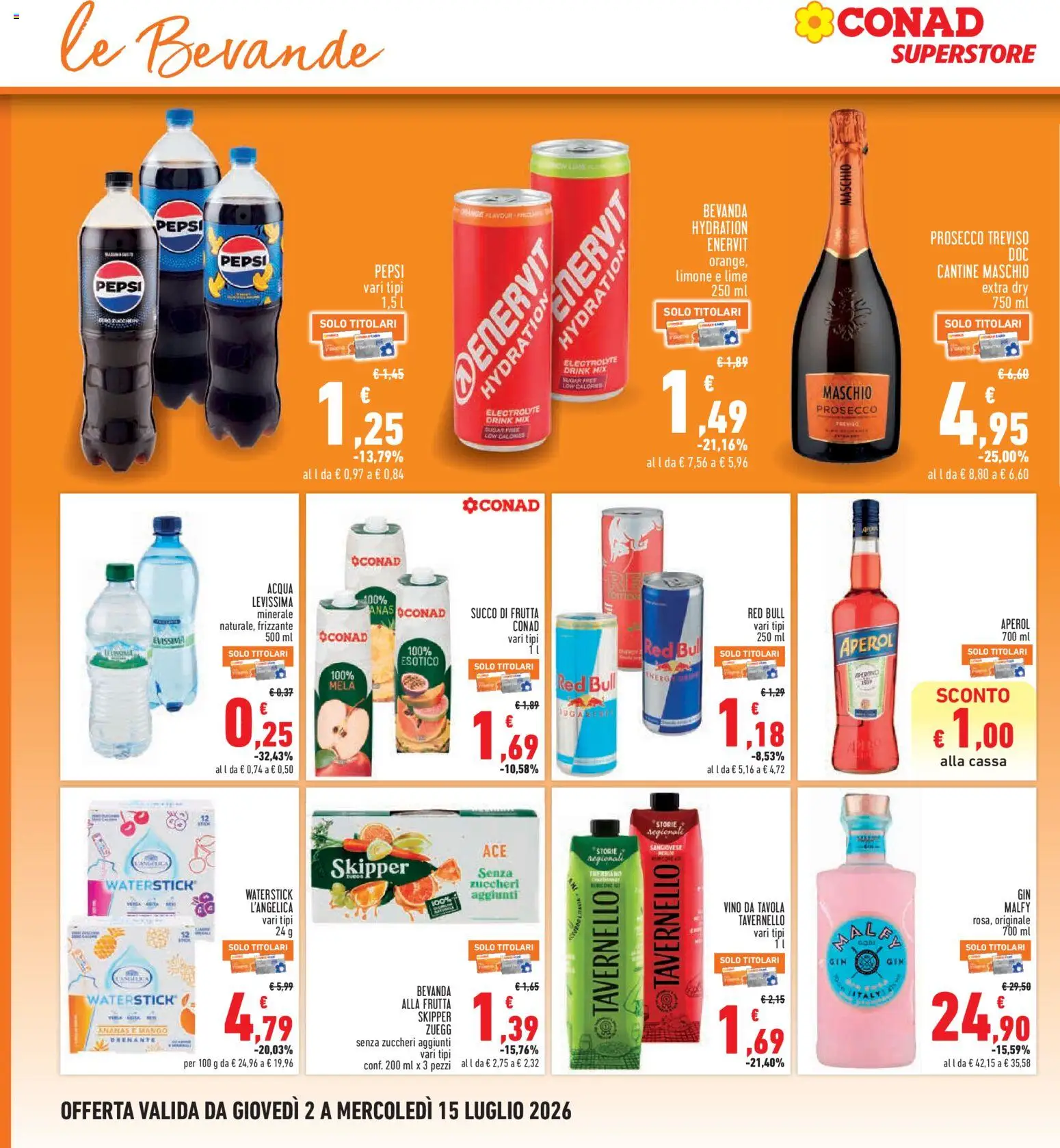 Volantino Conad del 02/07/2026 | Pagina: 18 | Prodotti: Limone, Vino, Red Bull, Succo di frutta