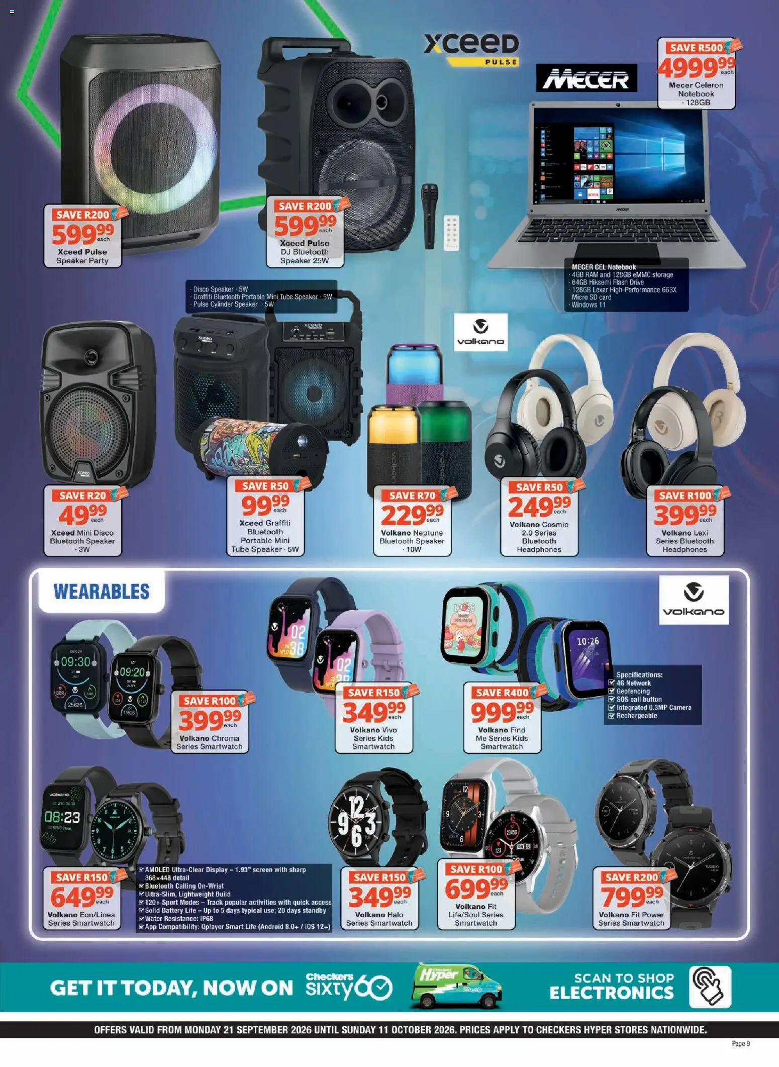 New Checkers catalogue – valid from 21/09/2026 | Page: 9 | Products: Notebook, Headphones, Battery, Water