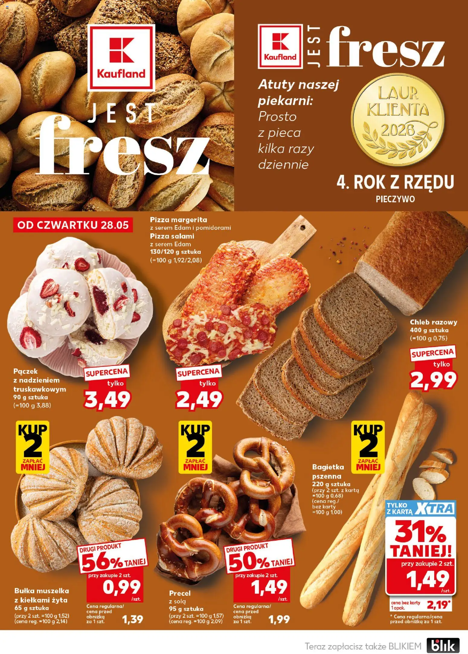Kaufland Polsko leták - Mocny start od 01.06.2026 | Strana: 16 | Produkty: Chléb, Pizza, Karty