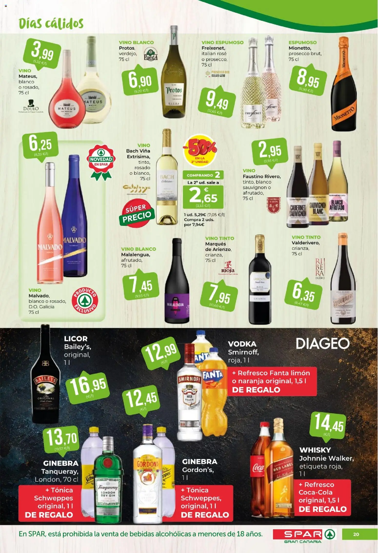 Spar folleto │ válido desde el 21/08/2026 | Página: 20 | Productos: Prosecco, Tónica, Ginebra Gordon's, Vino espumoso