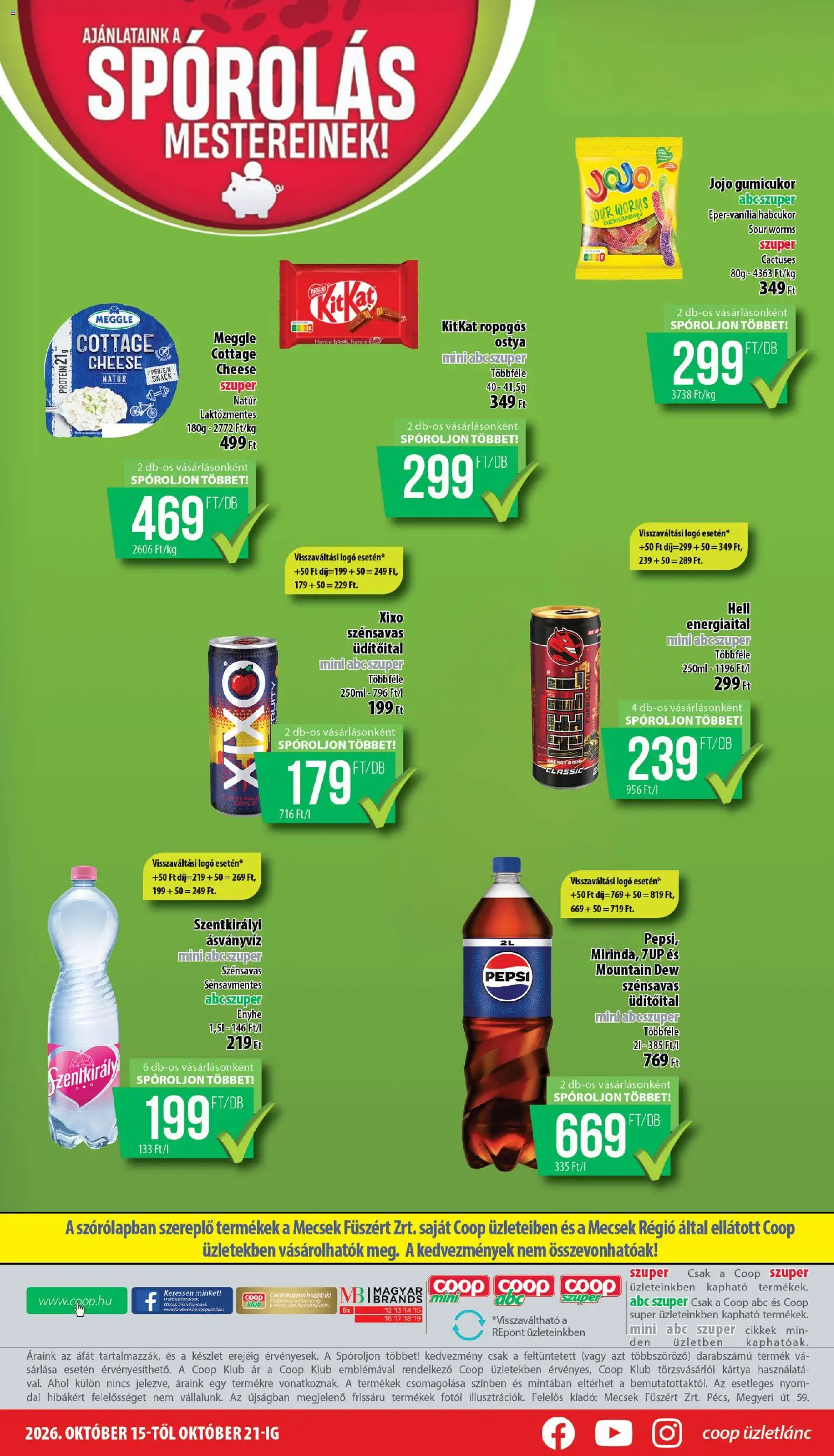 COOP akciós ujság - amely érvényes a következő dátumtól: 2026.10.15. | Oldal: 8 | Termékek: Energiaital, Szentkirályi ásványvíz, Laktózmentes, Ásványvíz