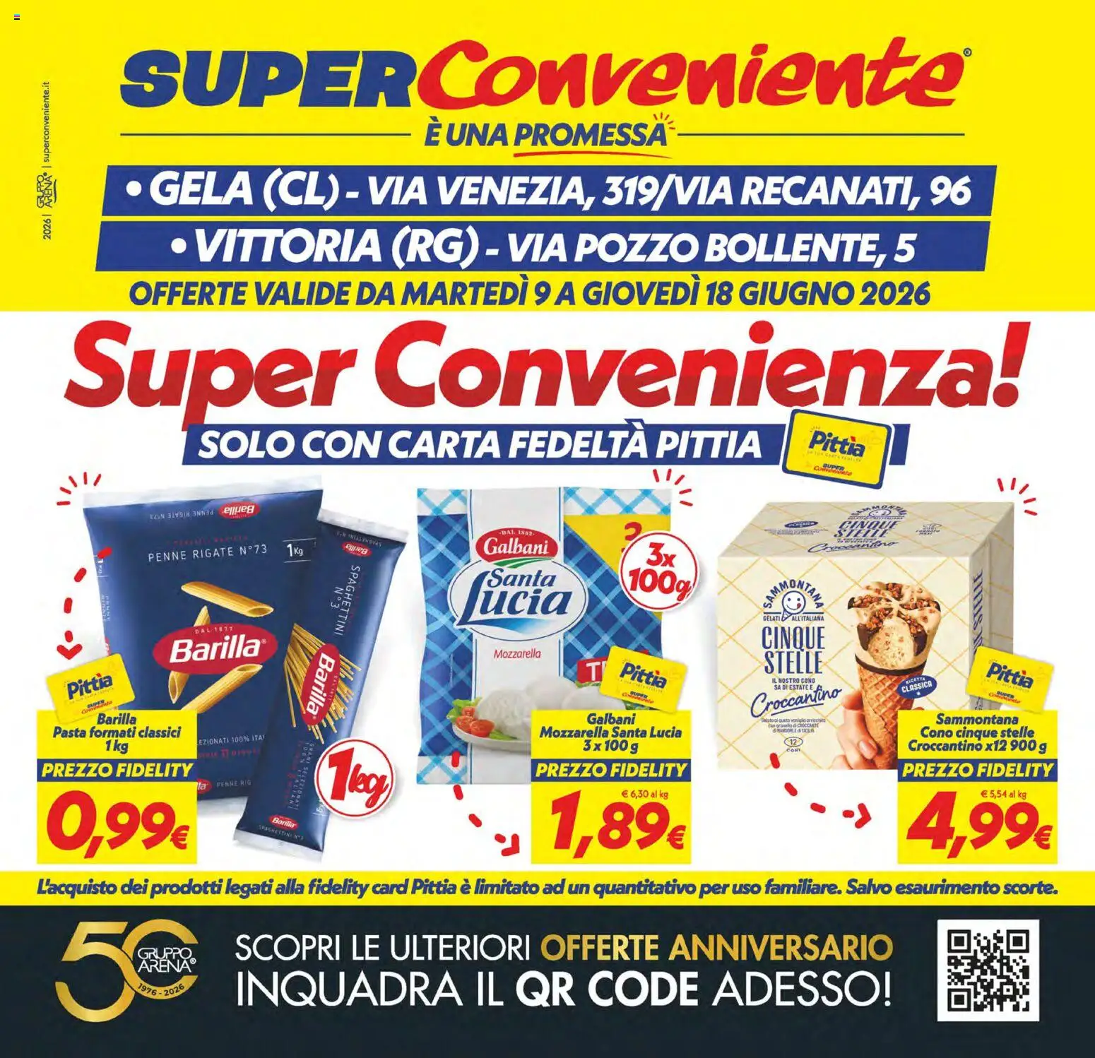 Volantino SuperConveniente del 09.06.2026 | Pagina: 1 | Prodotti: Mozzarella, Pasta, Mandorle, Penne