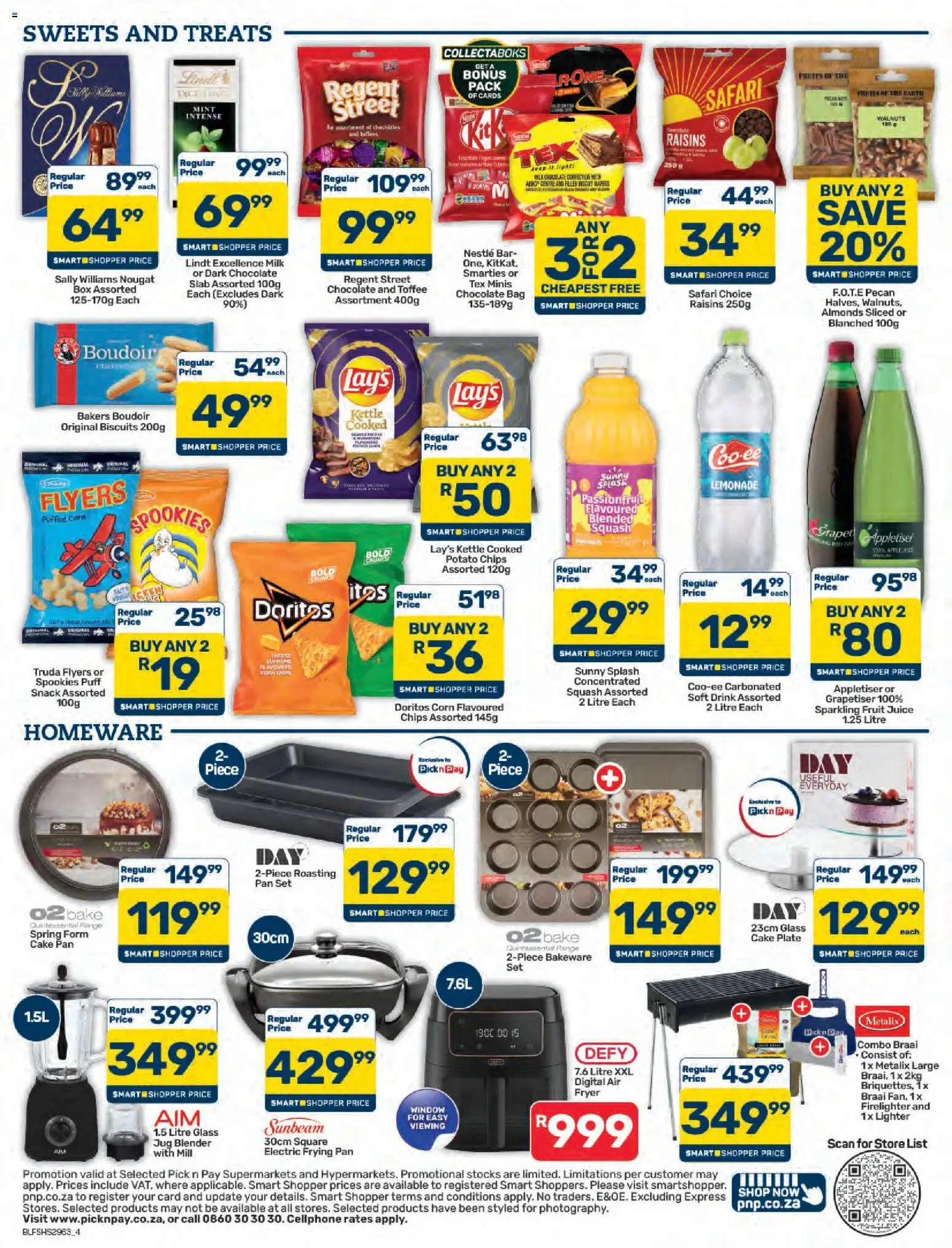 New Pick n Pay catalogue – valid from 23/10/2026 | Page: 4 | Products: Squash, Biscuits, Chips, Raisins