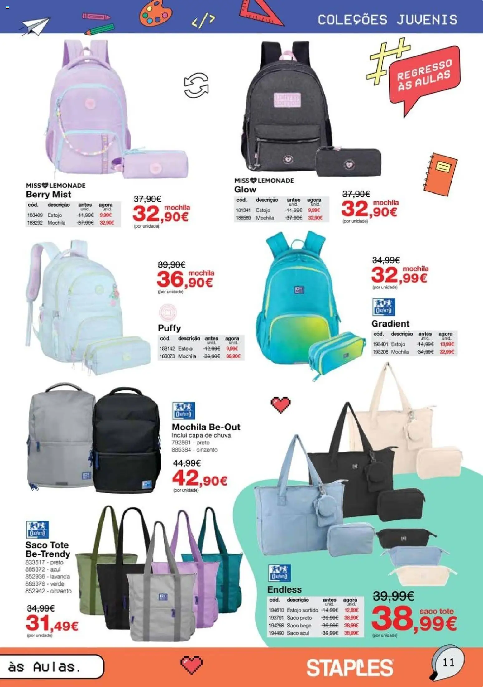 Staples Regresso às Aulas 2026 │ válido de 17/08/2026 | Página: 11 | Produtos: Mochila, Saco, Capa de chuva