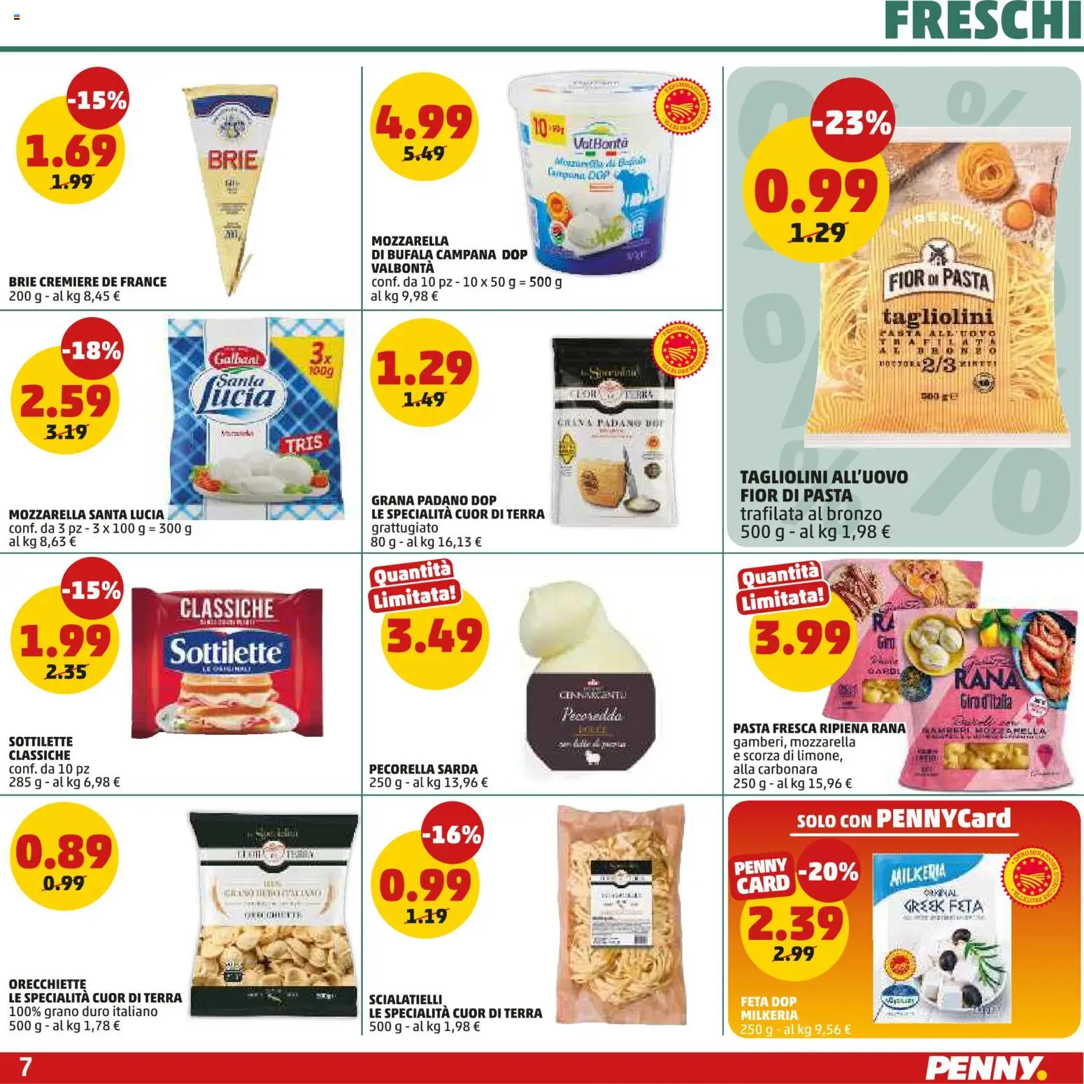 Volantino PENNY del 18.06.2026 | Pagina: 7 | Prodotti: Mozzarella, Pasta, Grana Padano, Orecchiette