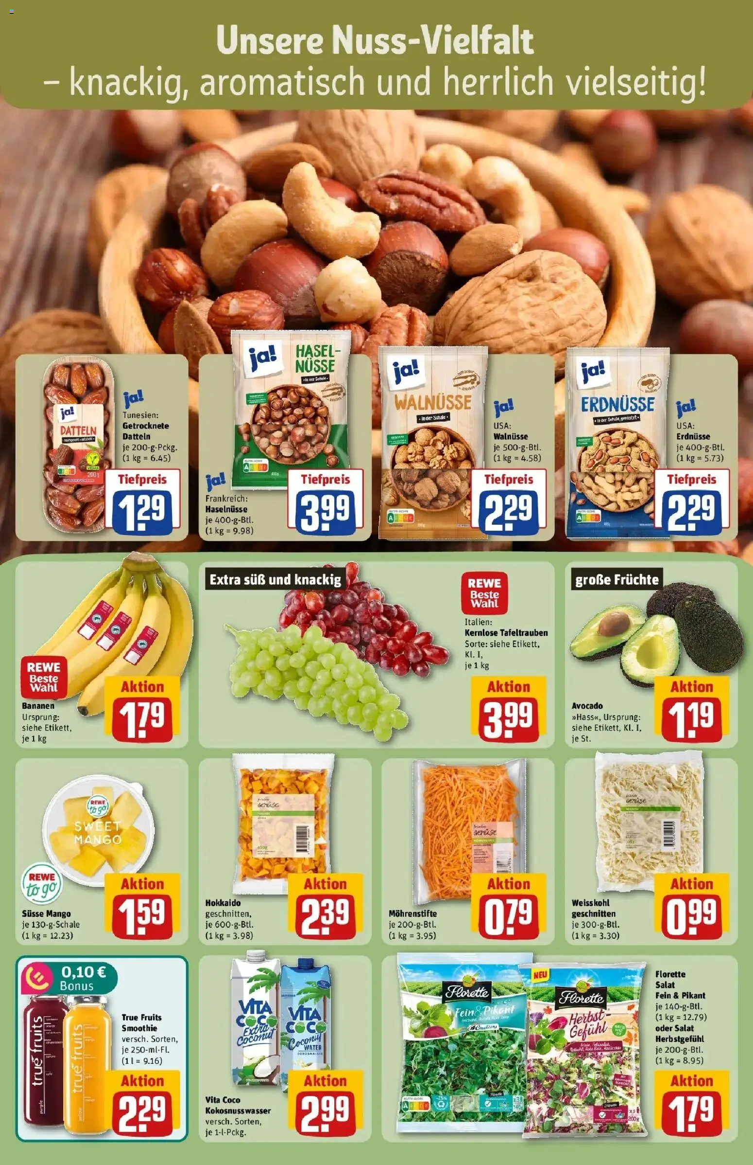 REWE Prospekt ab 26.10.2026 zum Blättern » Angebote | Seite: 6 | Produkte: Erdnüsse, Bananen, Wasser, Nüsse
